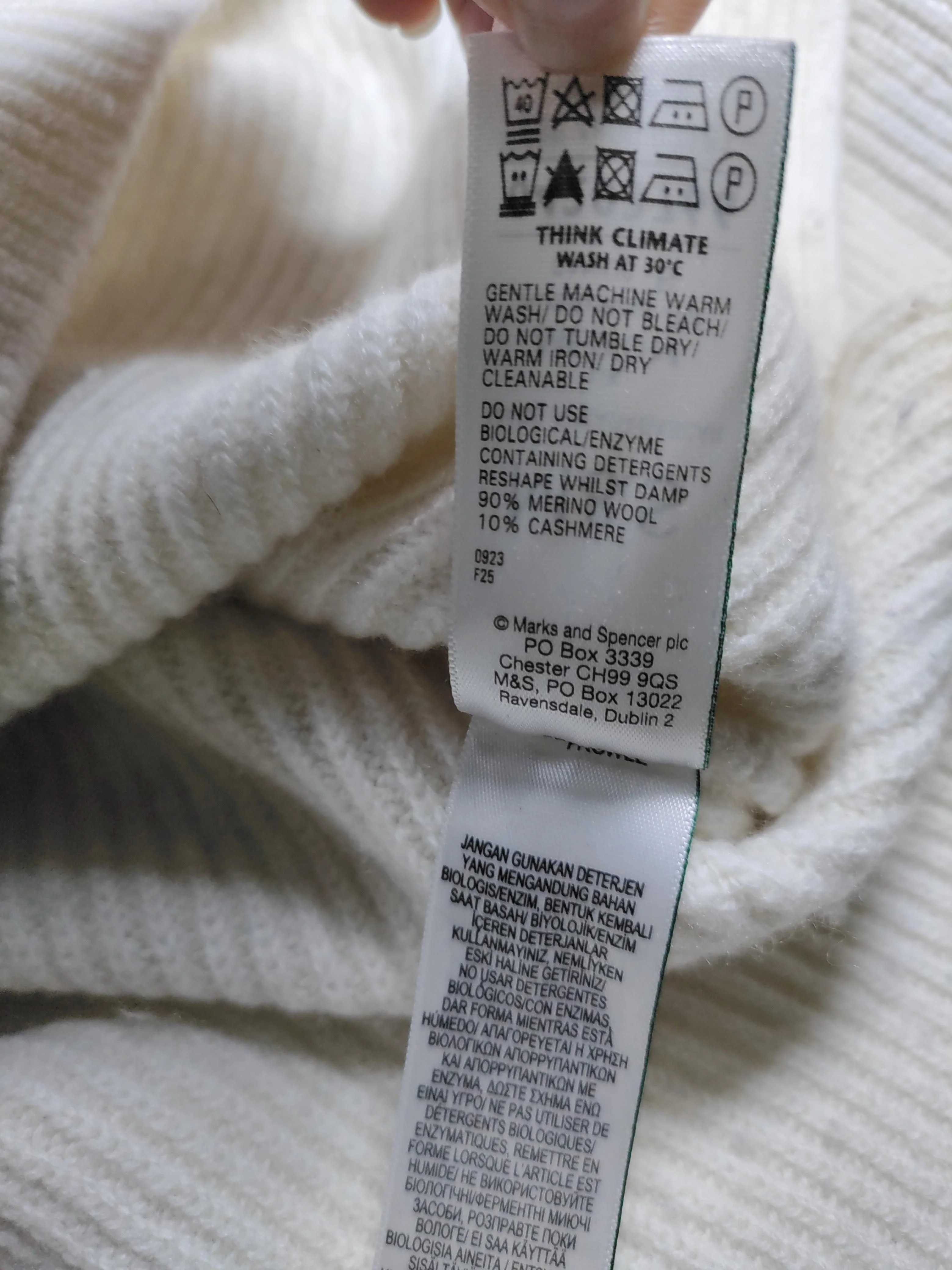 Autograph Women's Jumper M Cream Wool with Cashmere Roll Neck Pullover - Image 8