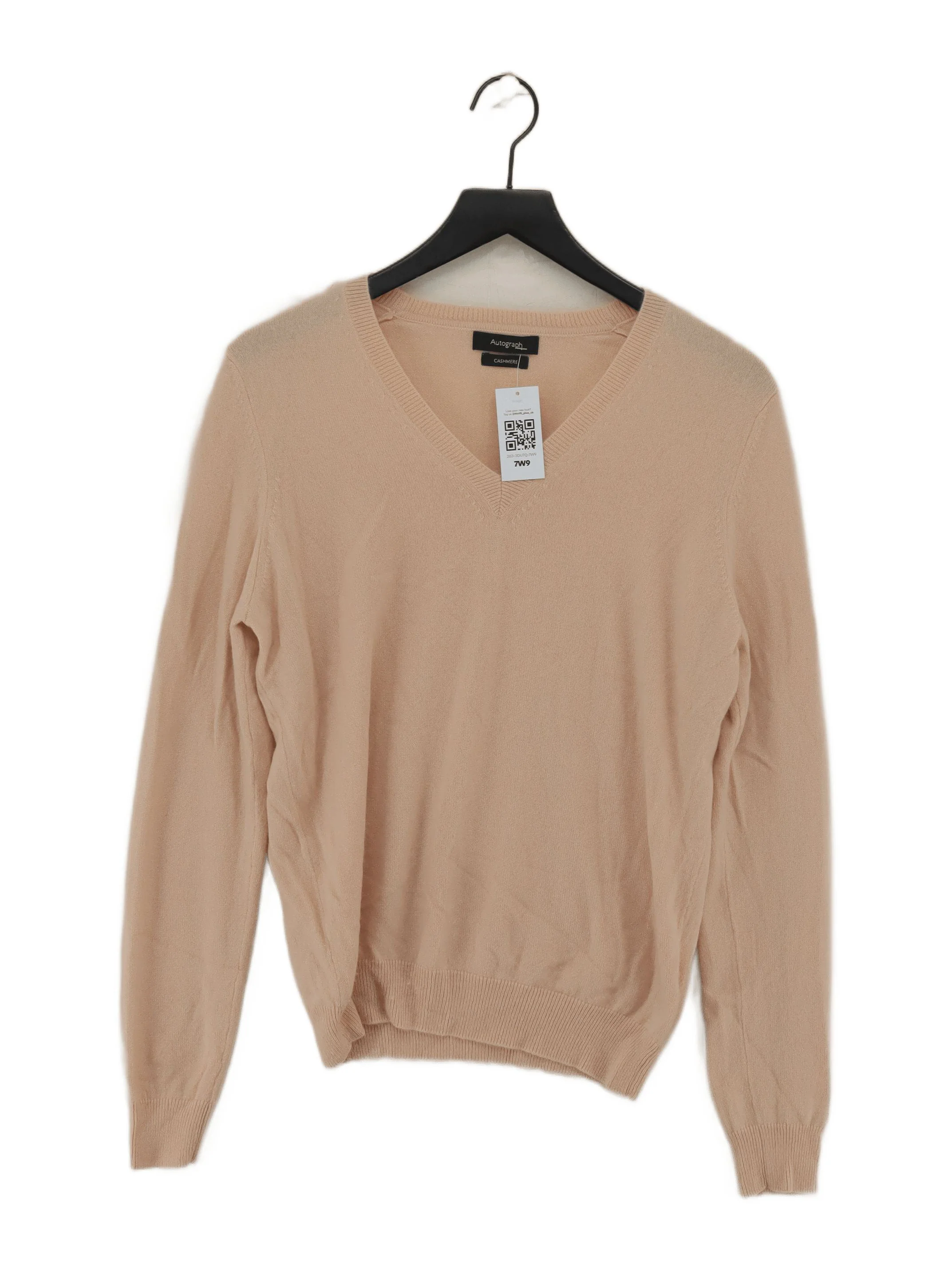 Autograph Women's Jumper S Cream 100% Cashmere V-Neck Pullover