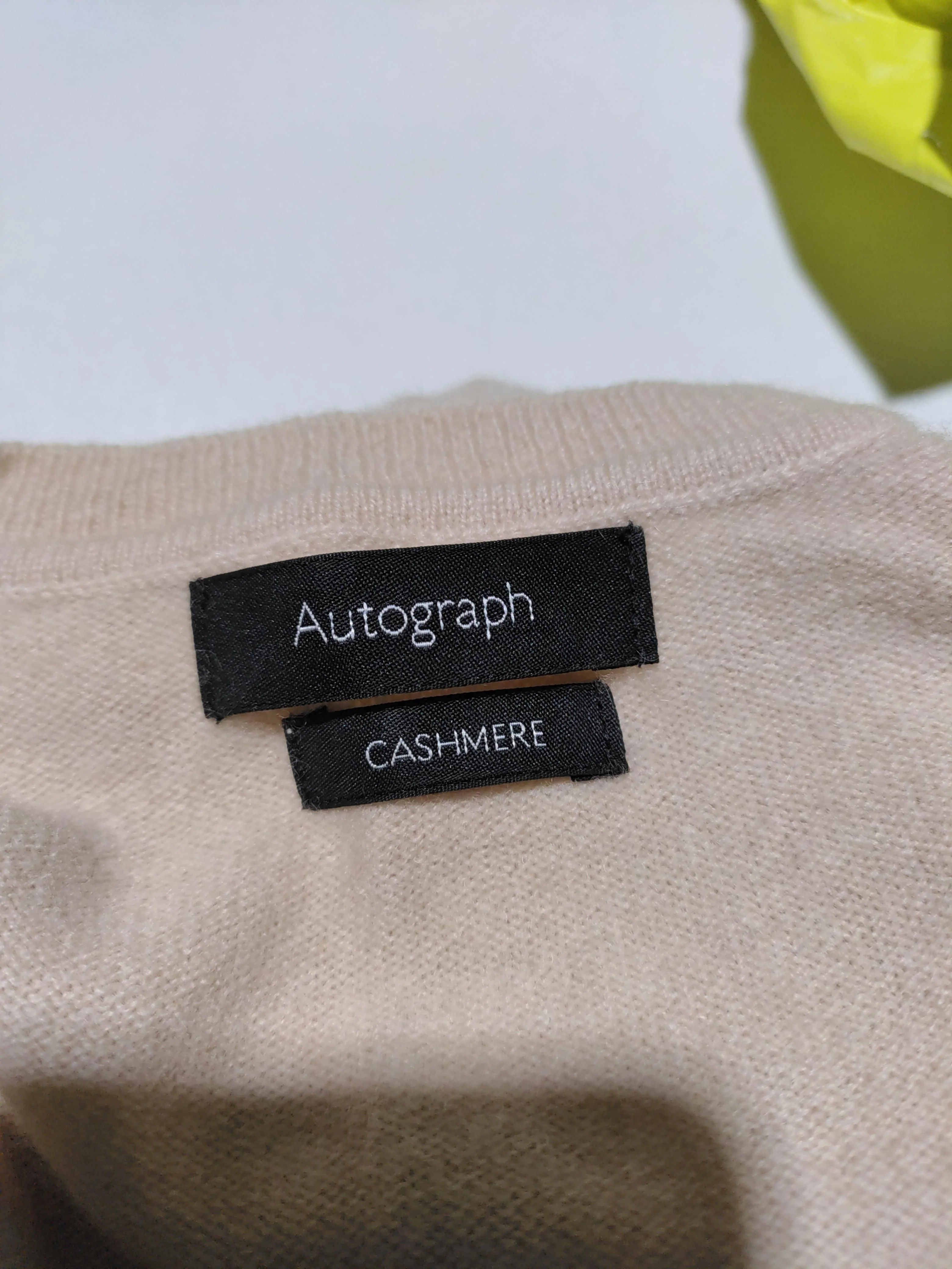 Autograph Women's Jumper S Cream 100% Cashmere V-Neck Pullover - Image 5