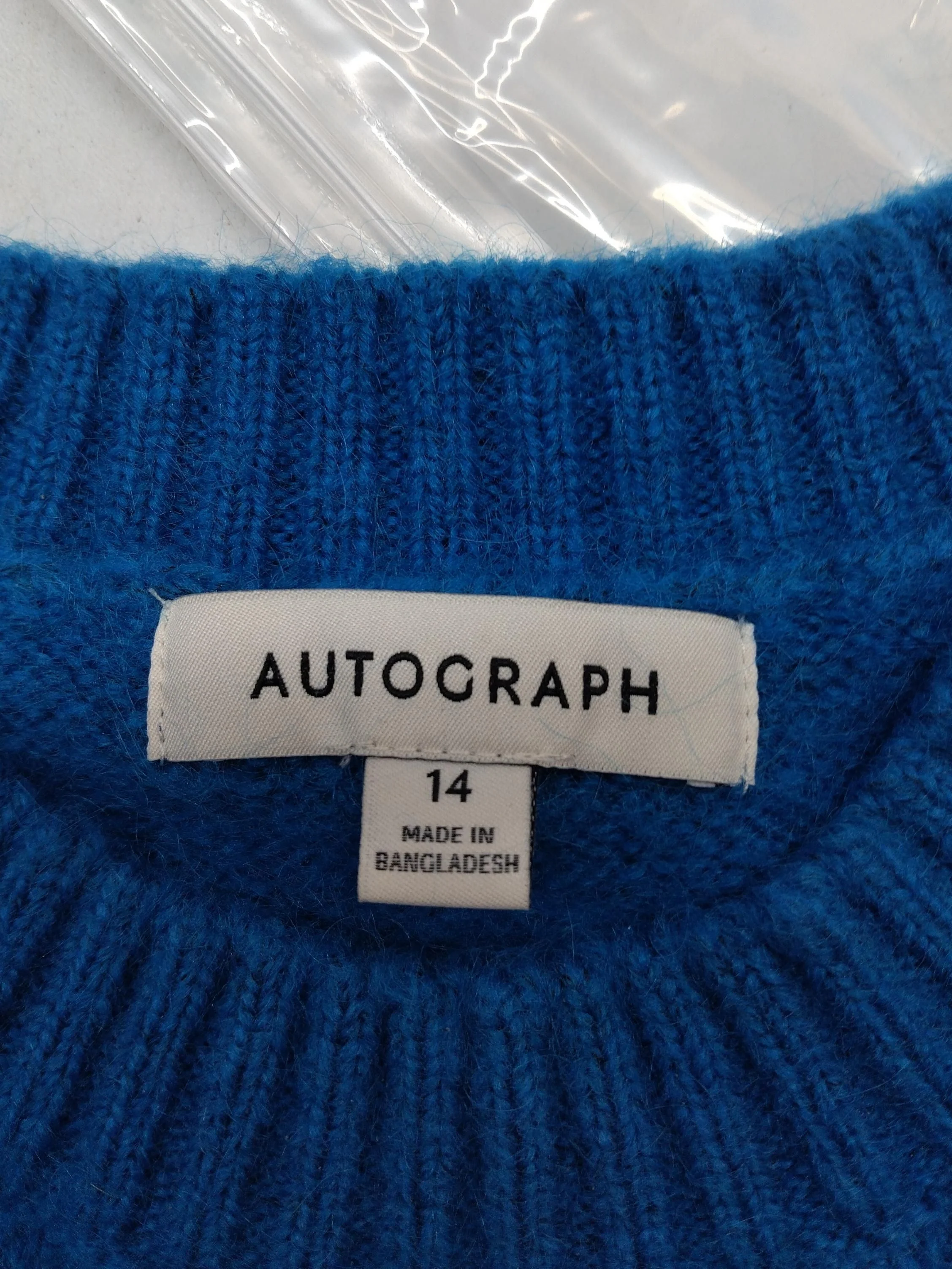 Autograph Women's Jumper UK 14 Blue Polyamide with Wool, Mohair Crew Neck Vest - Image 5