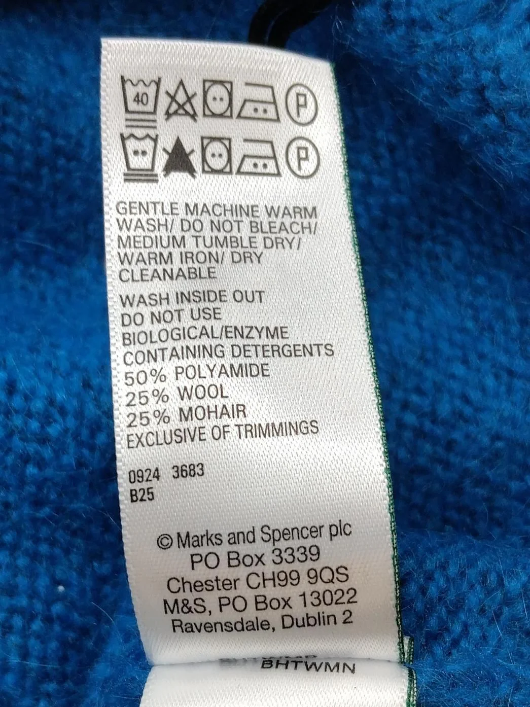Autograph Women's Jumper UK 14 Blue Polyamide with Wool, Mohair Crew Neck Vest - Image 6