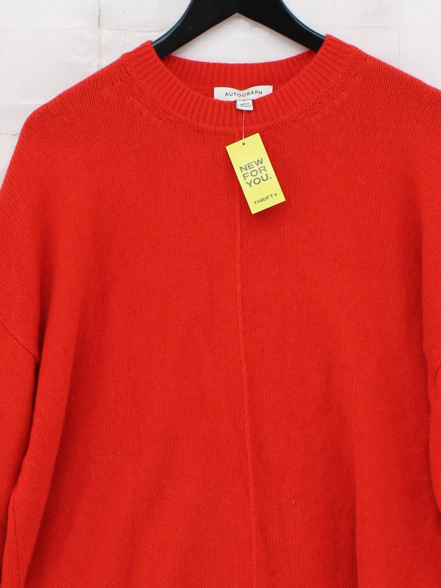 Autograph Women's Jumper UK 18 Red Wool with Cashmere Crew Neck Pullover - Image 3