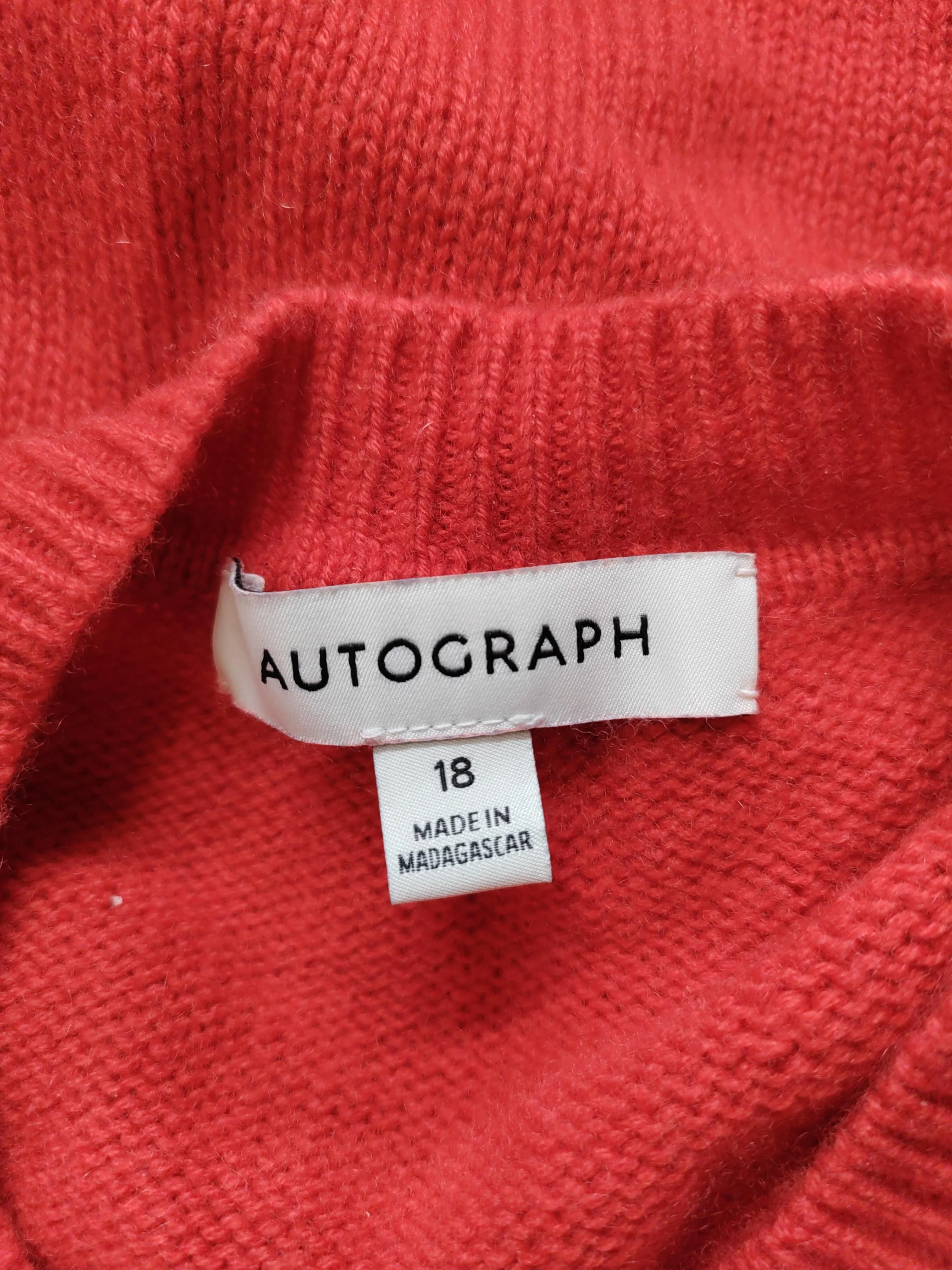 Autograph Women's Jumper UK 18 Red Wool with Cashmere Crew Neck Pullover - Image 6