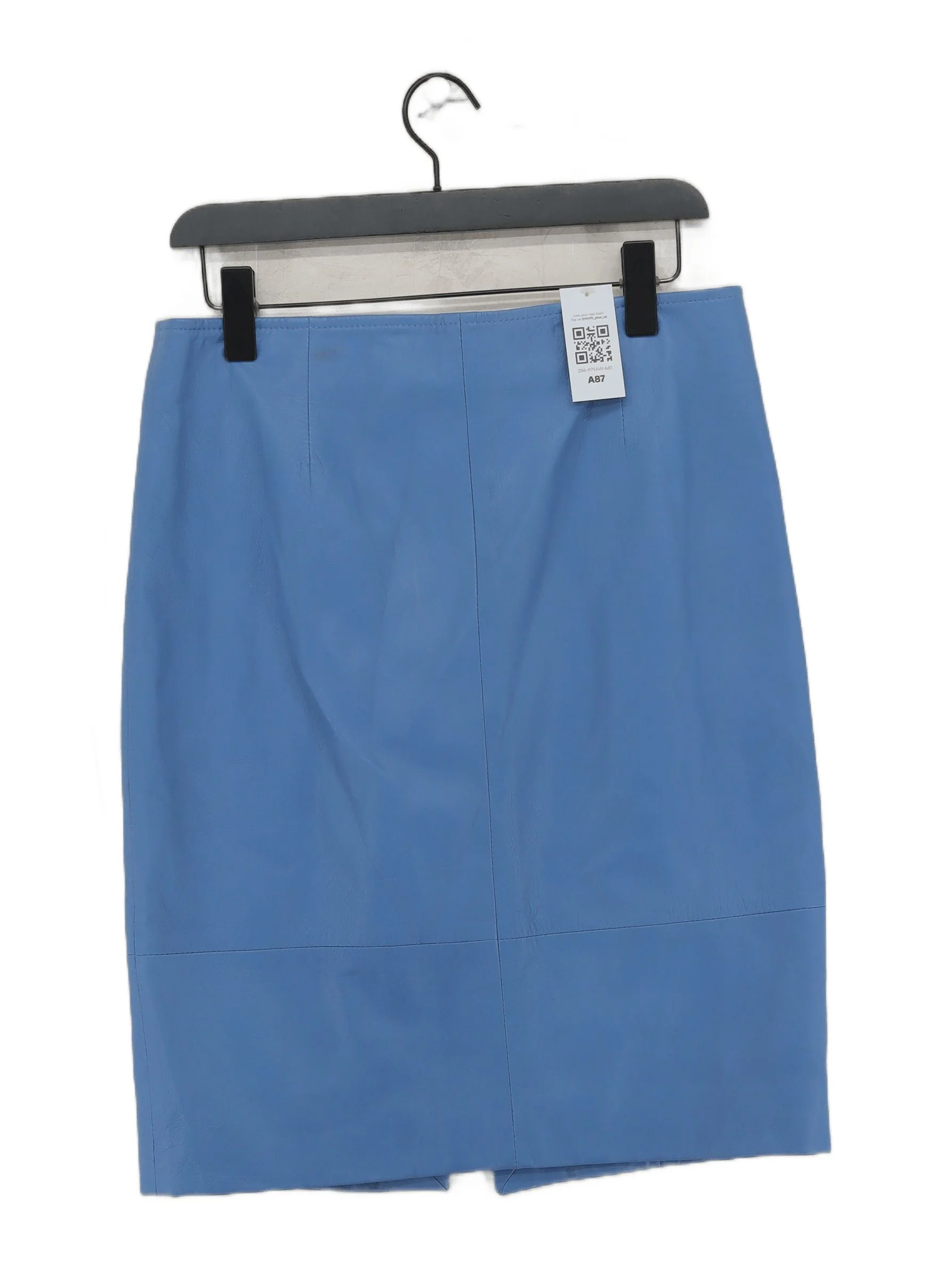 Autograph Women's Midi Skirt W 32 in Blue 100% Leather Midi Straight & Pencil