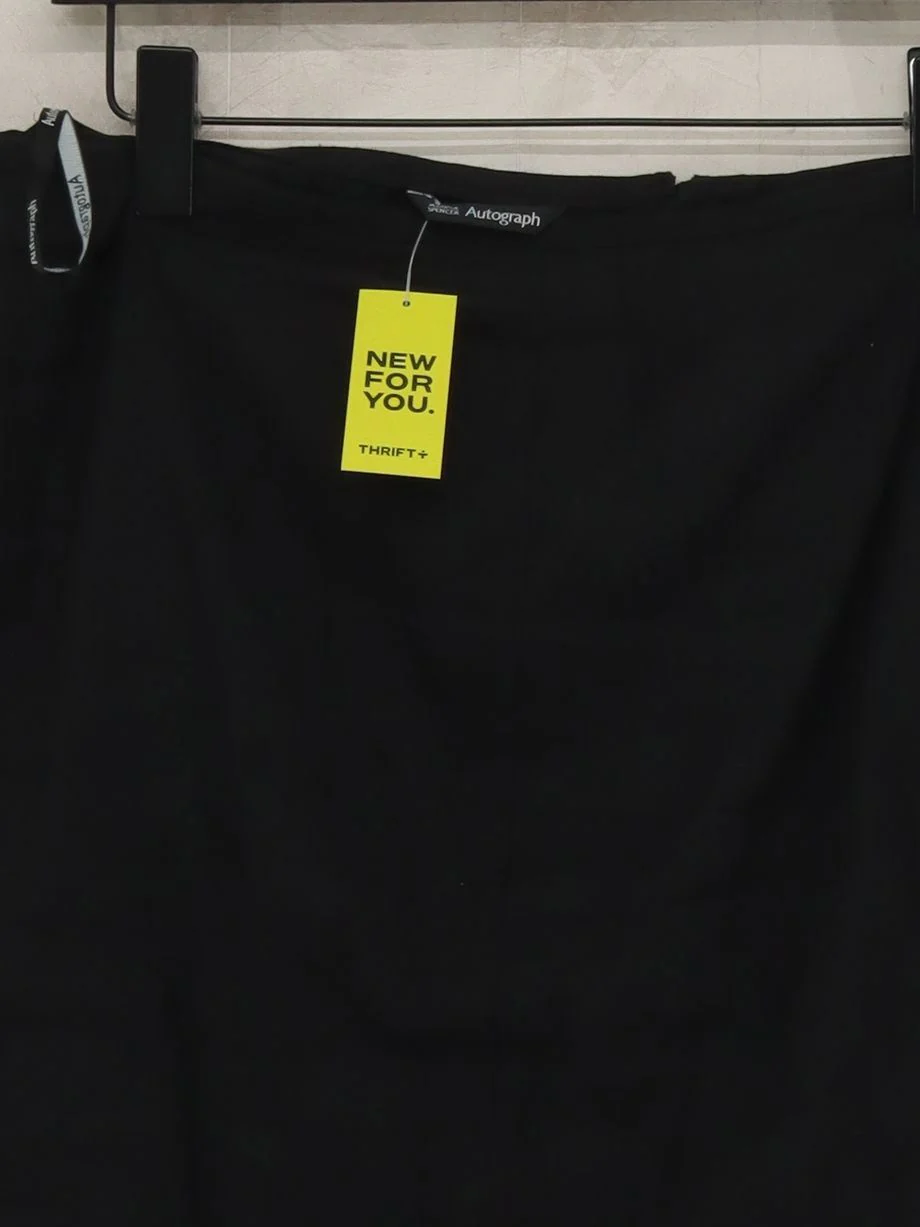 Autograph Women's Mini Skirt UK 18 Black Linen with Polyester, Elastane Mini - Image 3