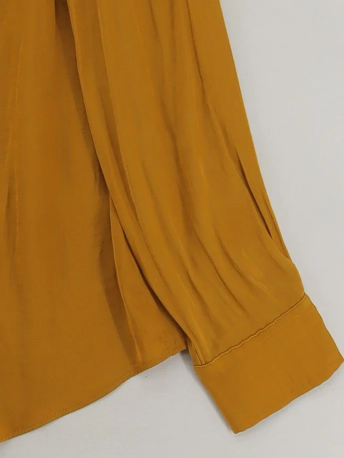 Autograph Women's Shirt UK 10 Yellow 100% Polyester Long Sleeve Collared Basic - Image 4