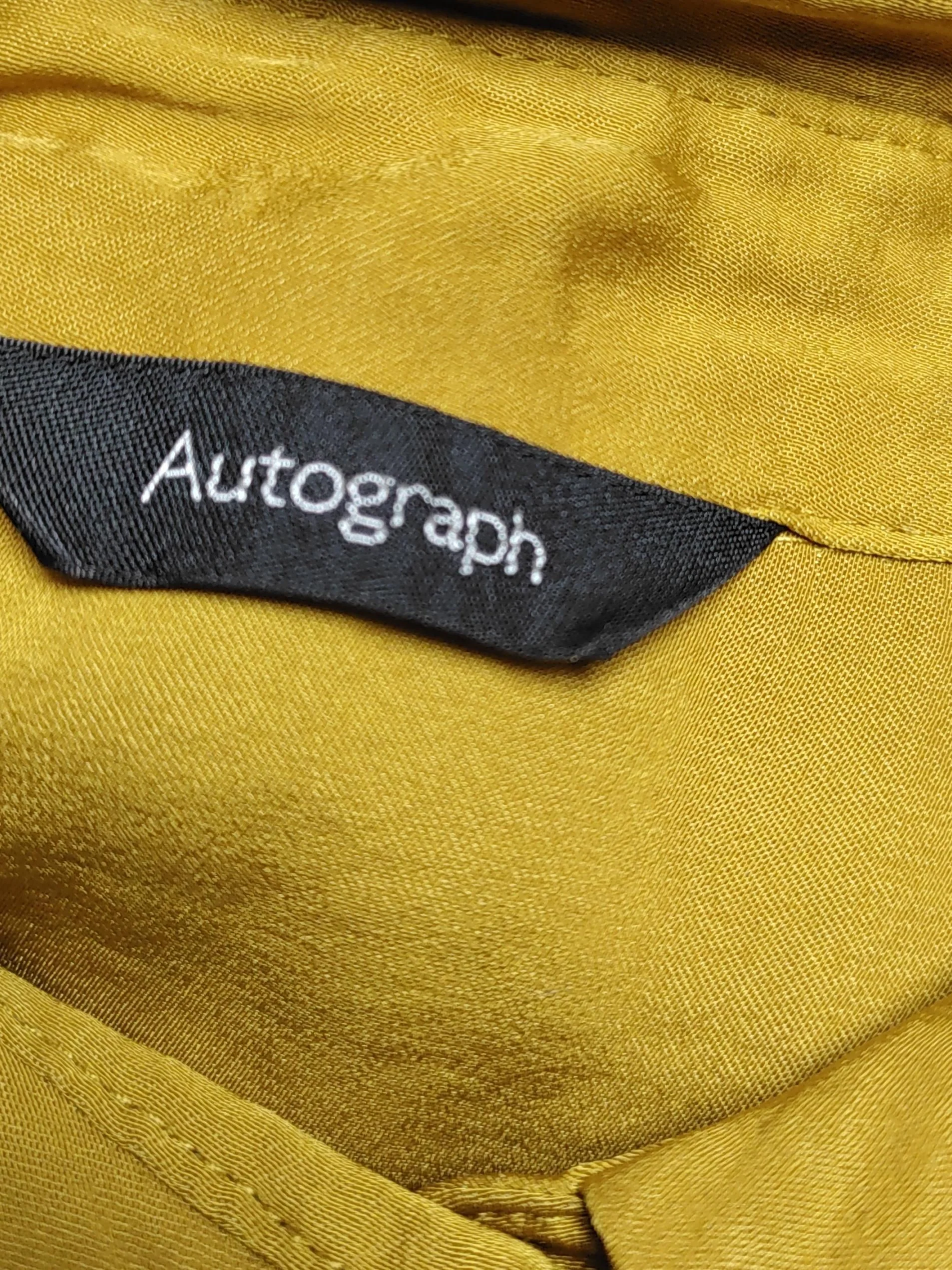 Autograph Women's Shirt UK 10 Yellow 100% Polyester Long Sleeve Collared Basic - Image 6