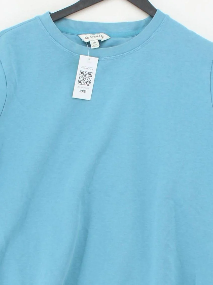 Autograph Women's T-Shirt UK 20 Blue Cotton with Elastane, Spandex Basic - Image 3