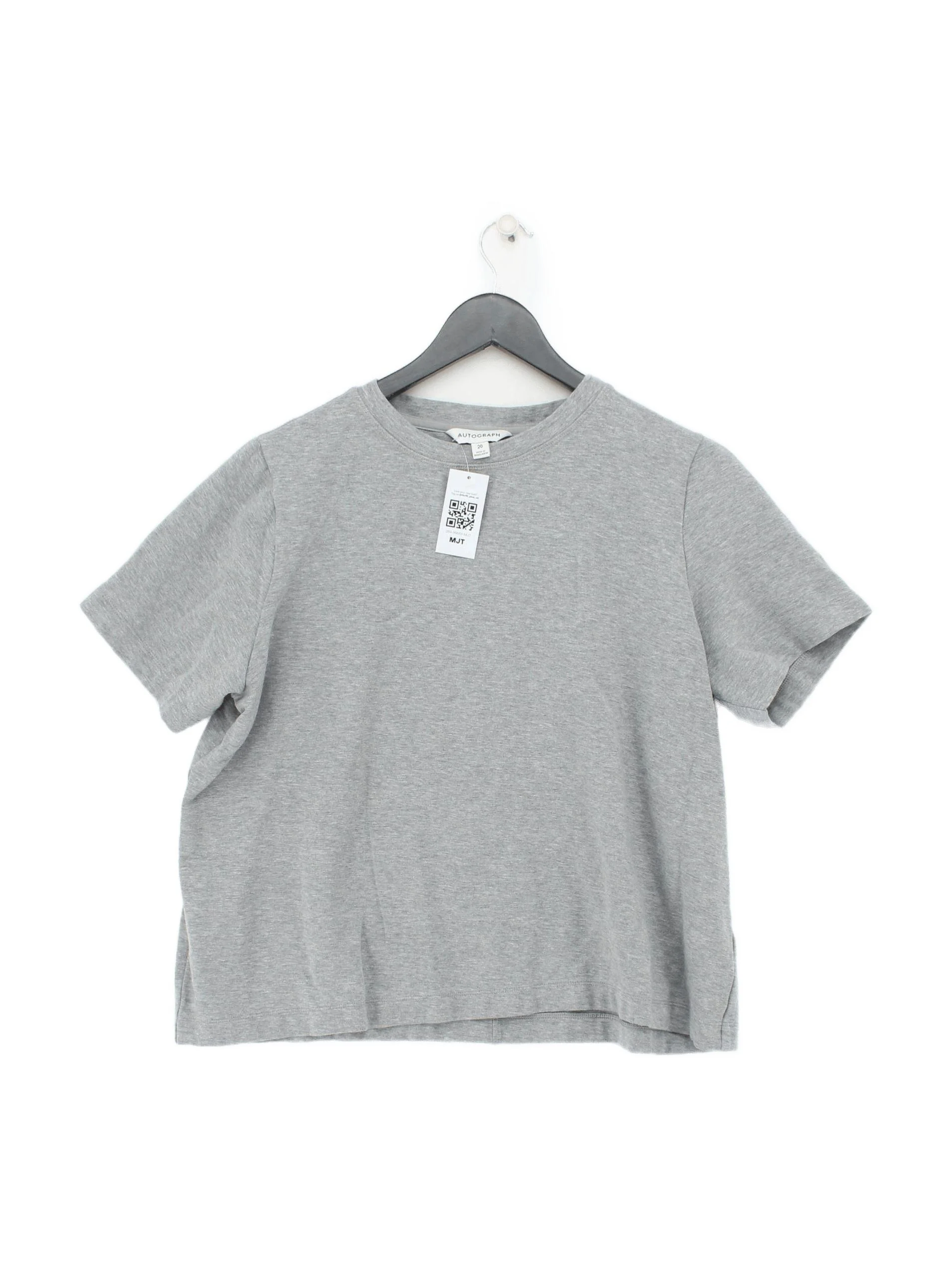 Autograph Women's T-Shirt UK 20 Grey Cotton with Elastane, Spandex Basic