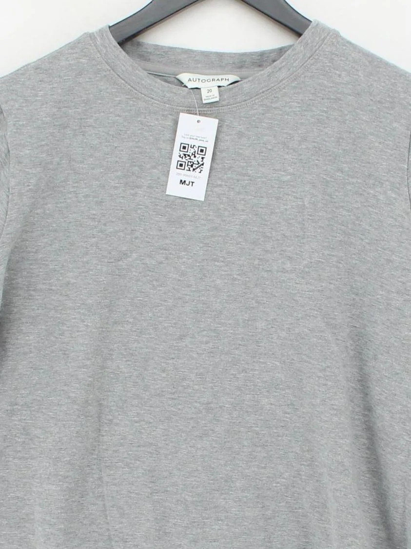 Autograph Women's T-Shirt UK 20 Grey Cotton with Elastane, Spandex Basic - Image 3