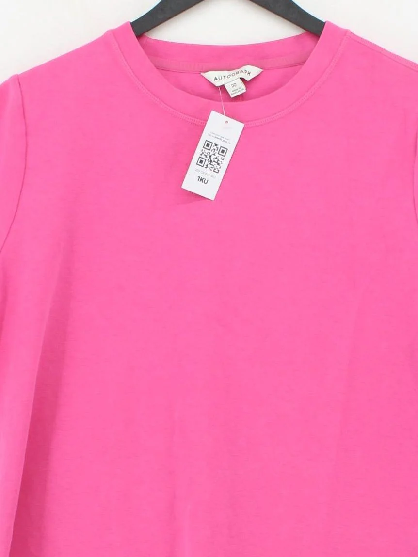 Autograph Women's T-Shirt UK 20 Pink Cotton with Elastane Basic - Image 3