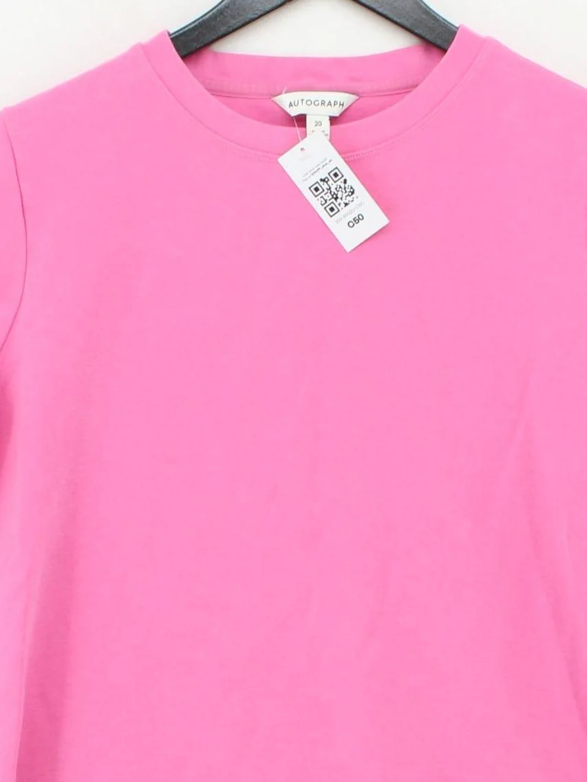 Autograph Women's T-Shirt UK 20 Pink Cotton with Elastane Basic - Image 3