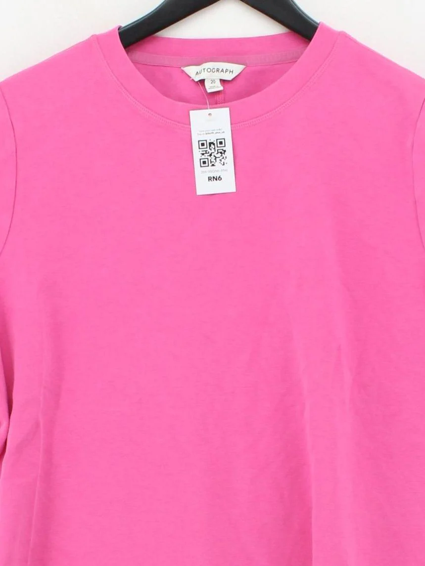 Autograph Women's T-Shirt UK 20 Pink Cotton with Elastane Basic - Image 3