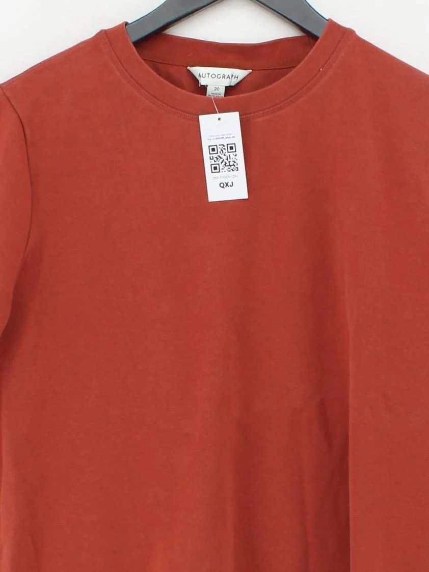 Autograph Women's T-Shirt UK 20 Red Cotton with Elastane Basic - Image 3
