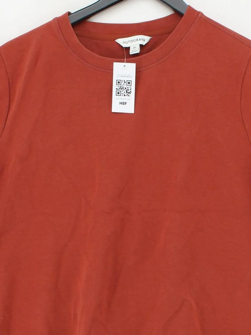 Autograph Women's T-Shirt UK 20 Red Cotton with Elastane Basic - Image 3