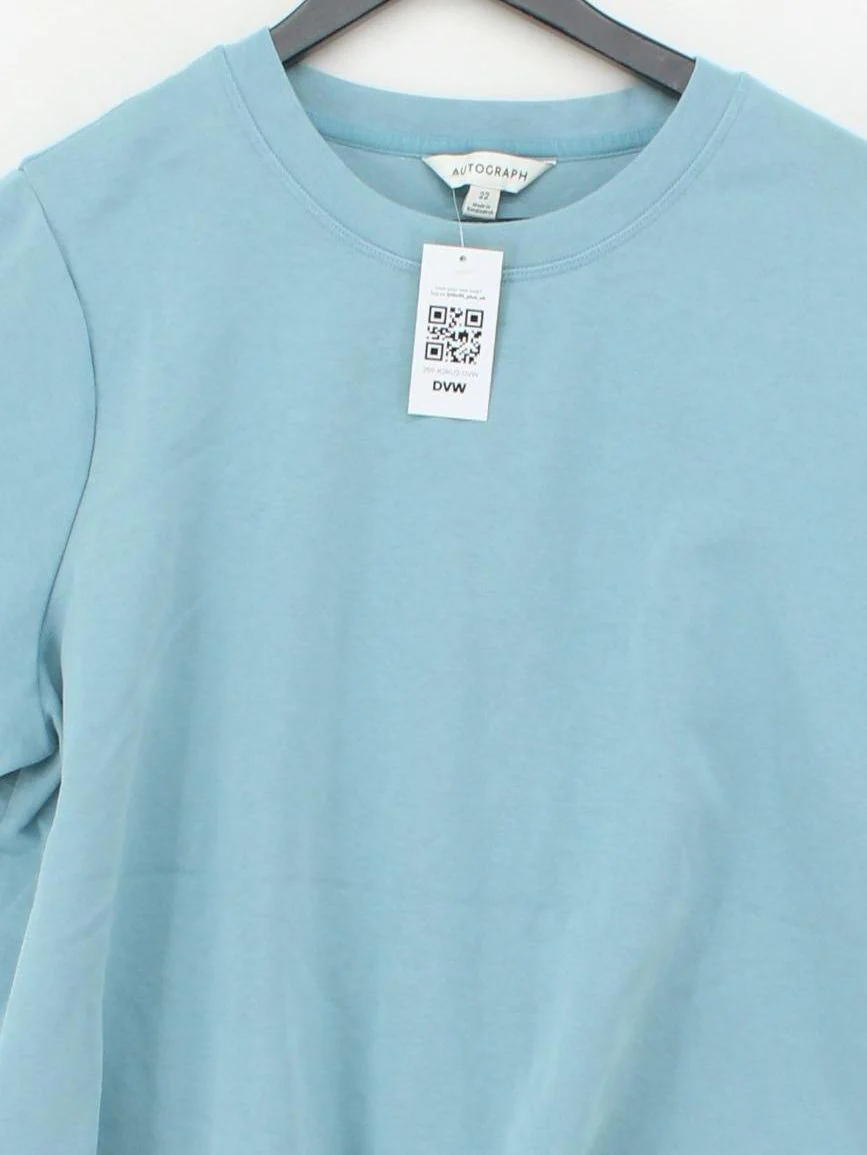 Autograph Women's T-Shirt UK 22 Blue Cotton with Elastane Basic - Image 3