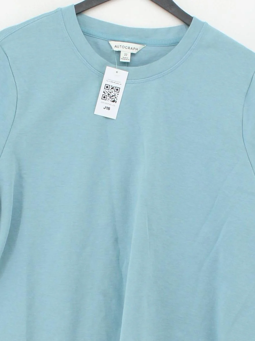 Autograph Women's T-Shirt UK 22 Blue Cotton with Elastane, Spandex Basic - Image 3