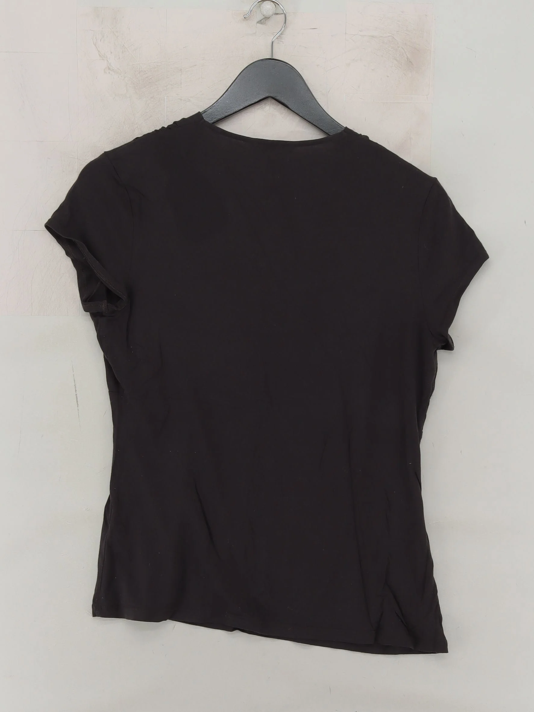 Autograph Women's Top S Black Viscose with Elastane Short Sleeve V-Neck Basic - Image 2