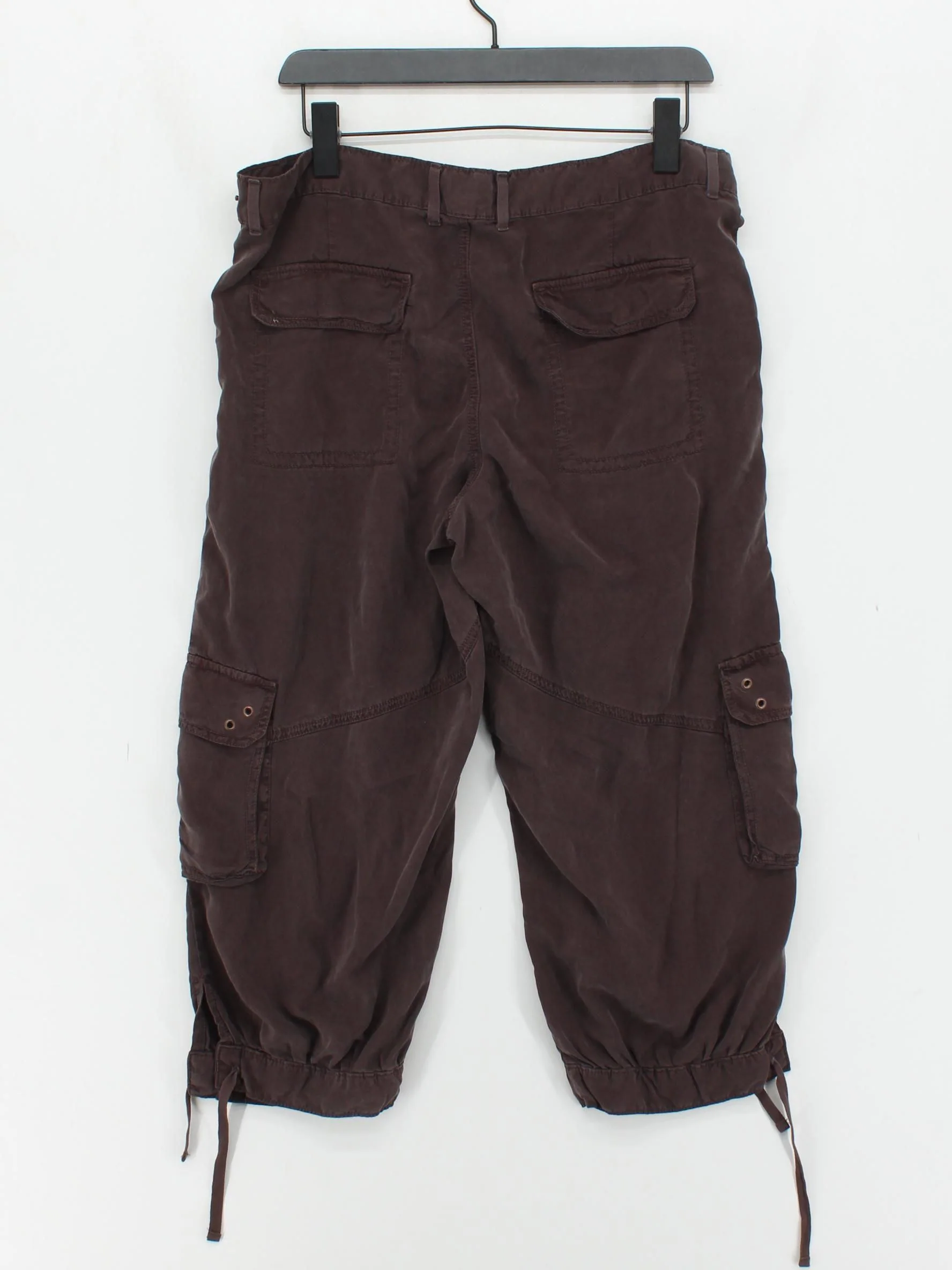 Autograph Women's Trousers UK 14 Brown 100% Lyocell Modal Wide-Leg Cargo - Image 2