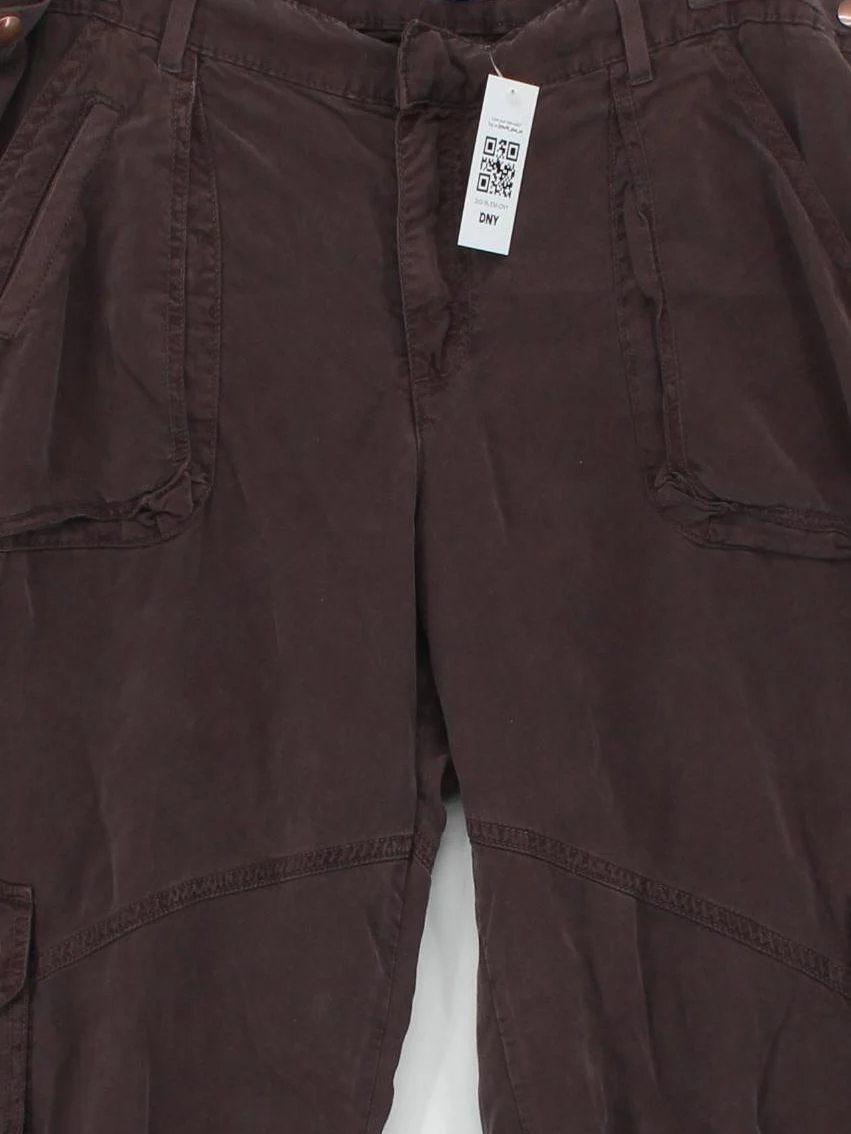 Autograph Women's Trousers UK 14 Brown 100% Lyocell Modal Wide-Leg Cargo - Image 3
