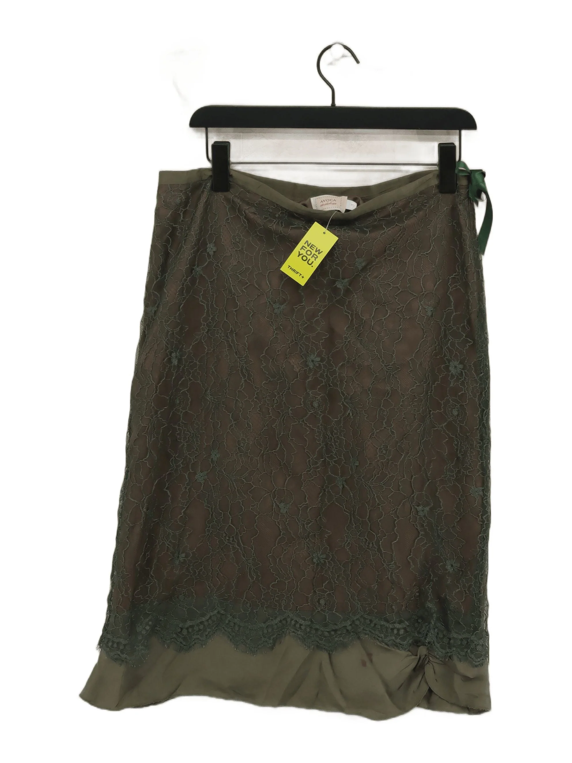 Avoca Women's Midi Skirt UK 10 Green Rayon