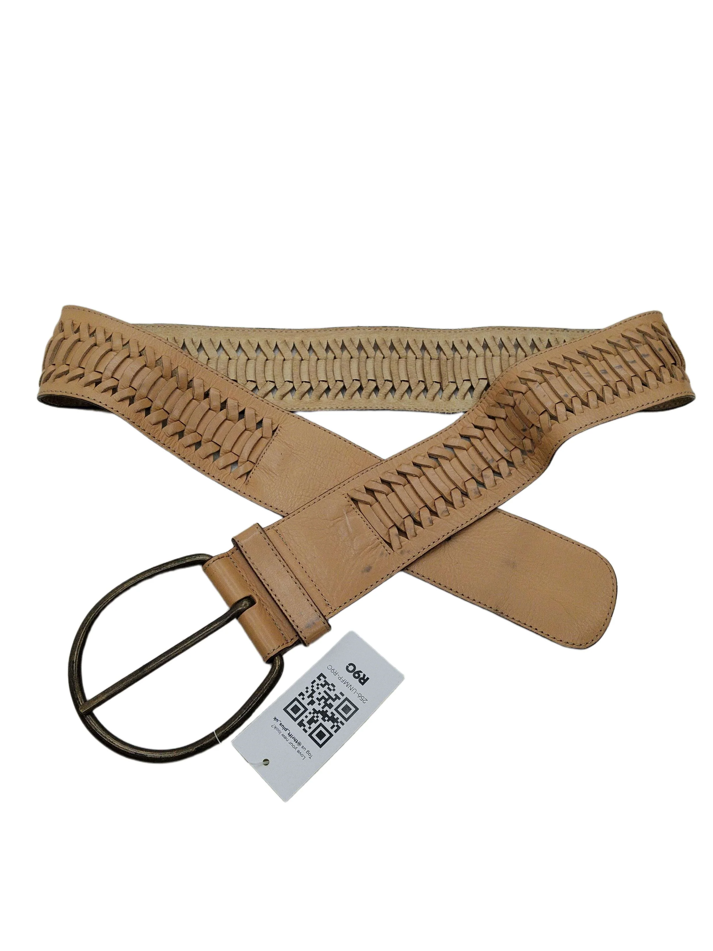Avon Men's Belt M Tan 100% Leather Braided/Woven Belt