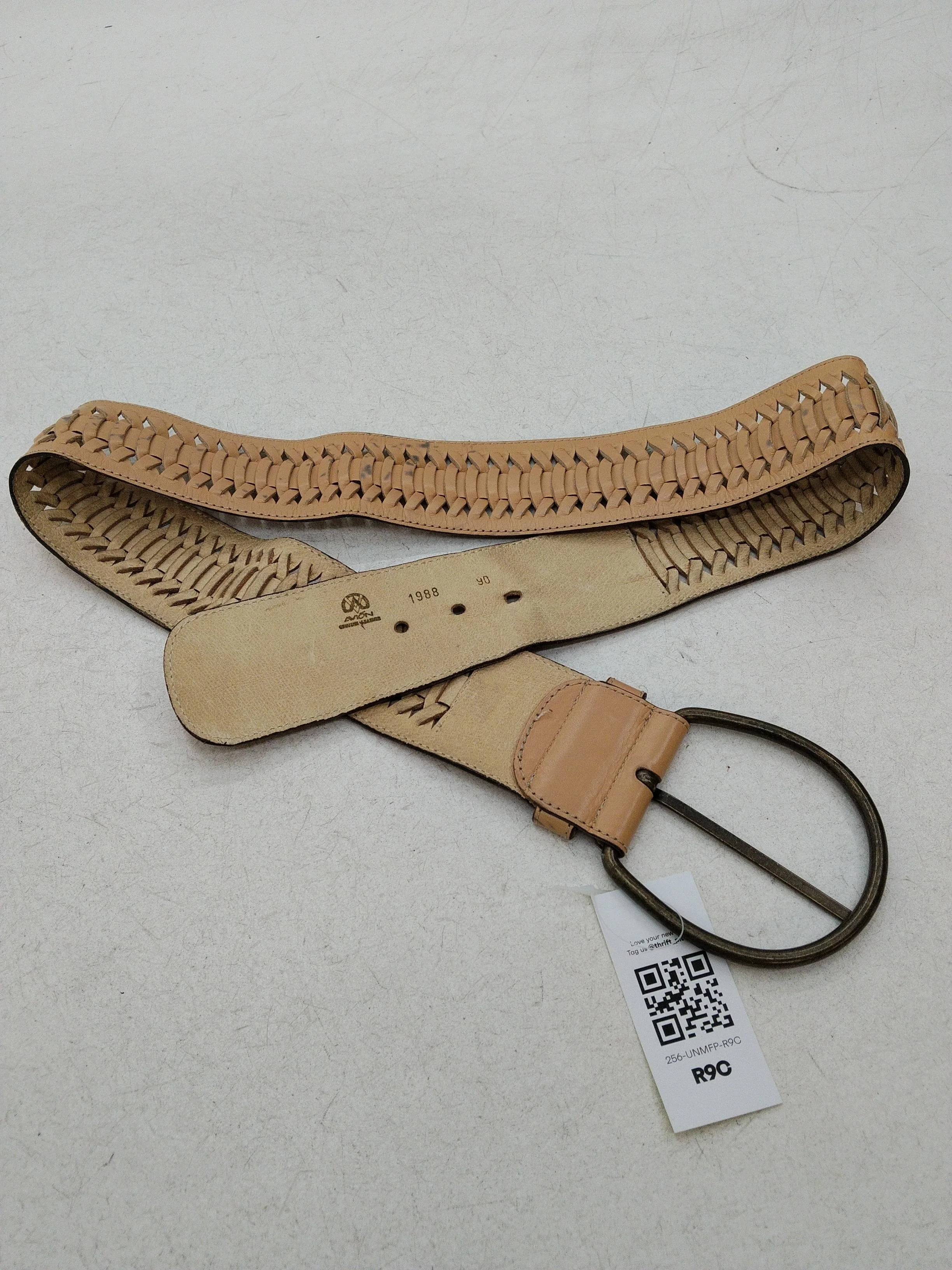 Avon Men's Belt M Tan 100% Leather Braided/Woven Belt - Image 2