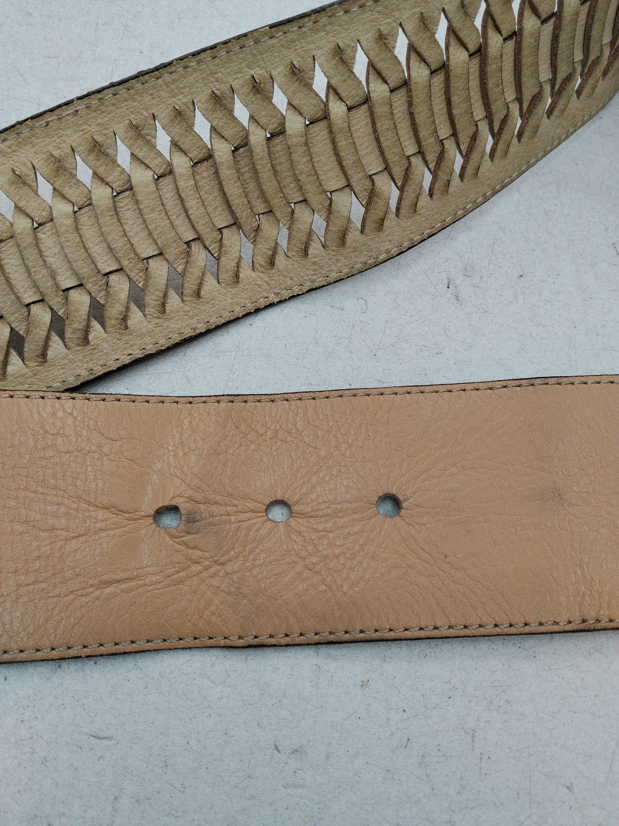 Avon Men's Belt M Tan 100% Leather Braided/Woven Belt - Image 5