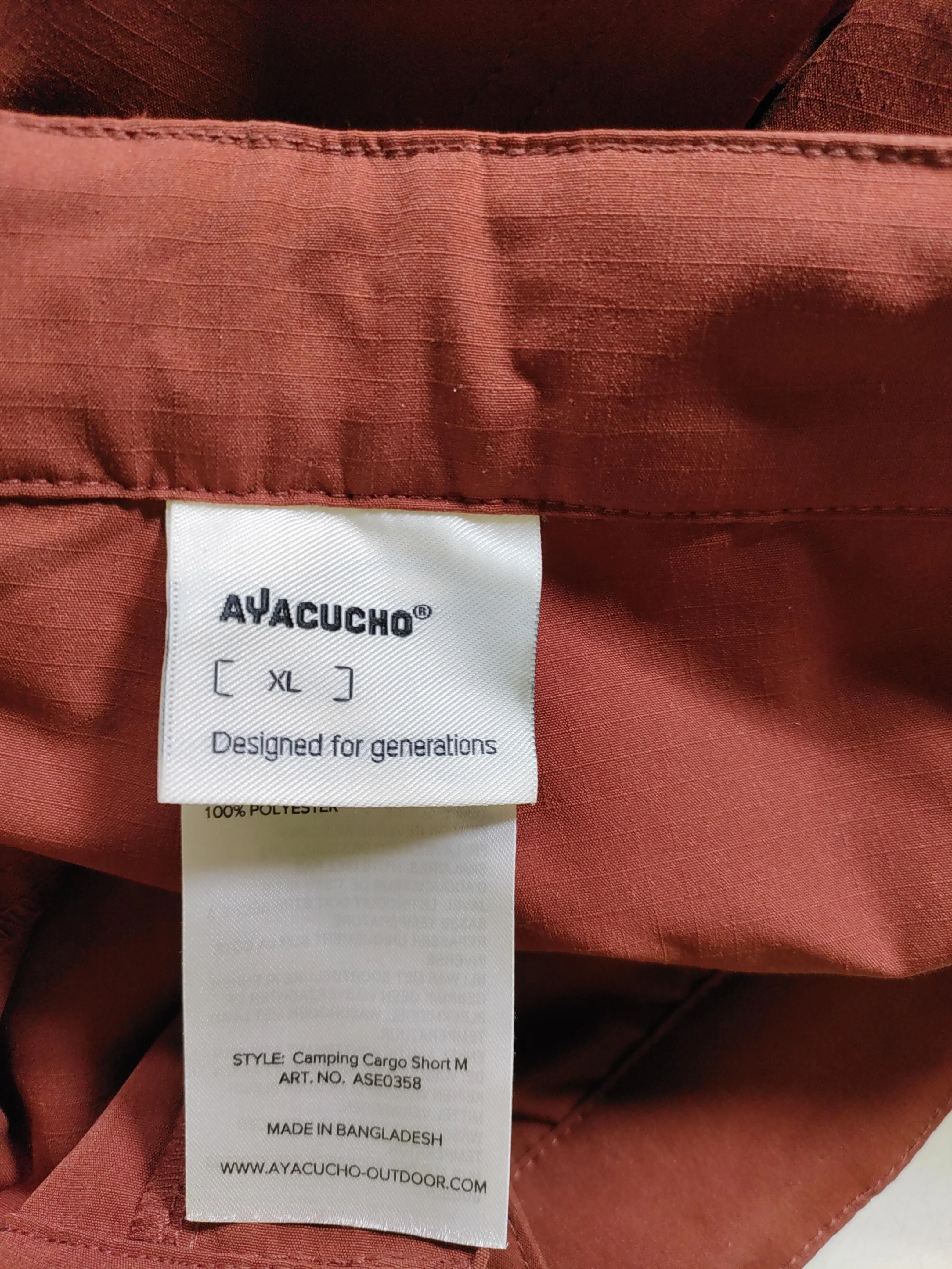 Ayacucho Men's Shorts XL Red 100% Polyester Cargo - Image 6
