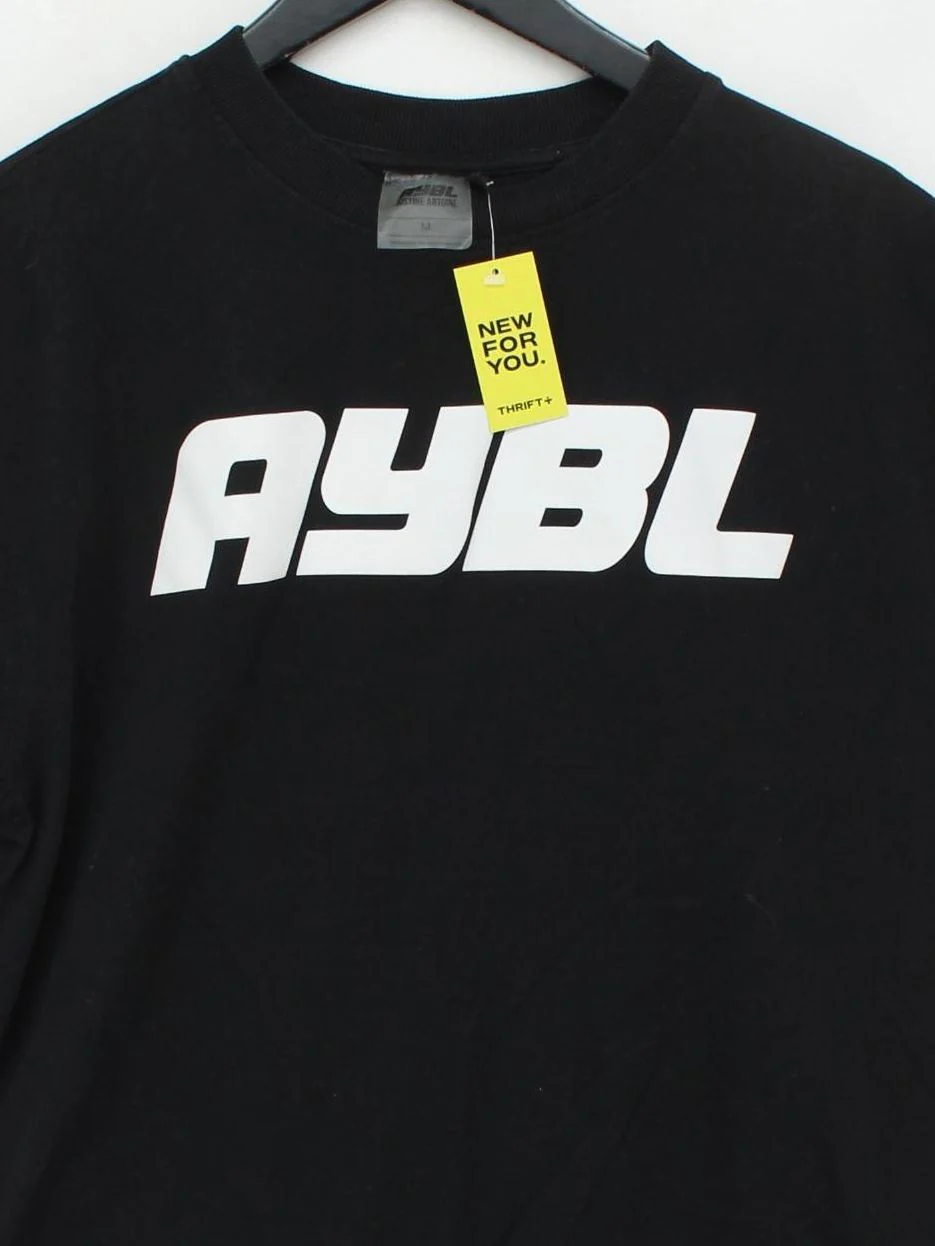 AYBL Men's T-Shirt M Black Graphic Cotton with Polyester Basic - Image 3