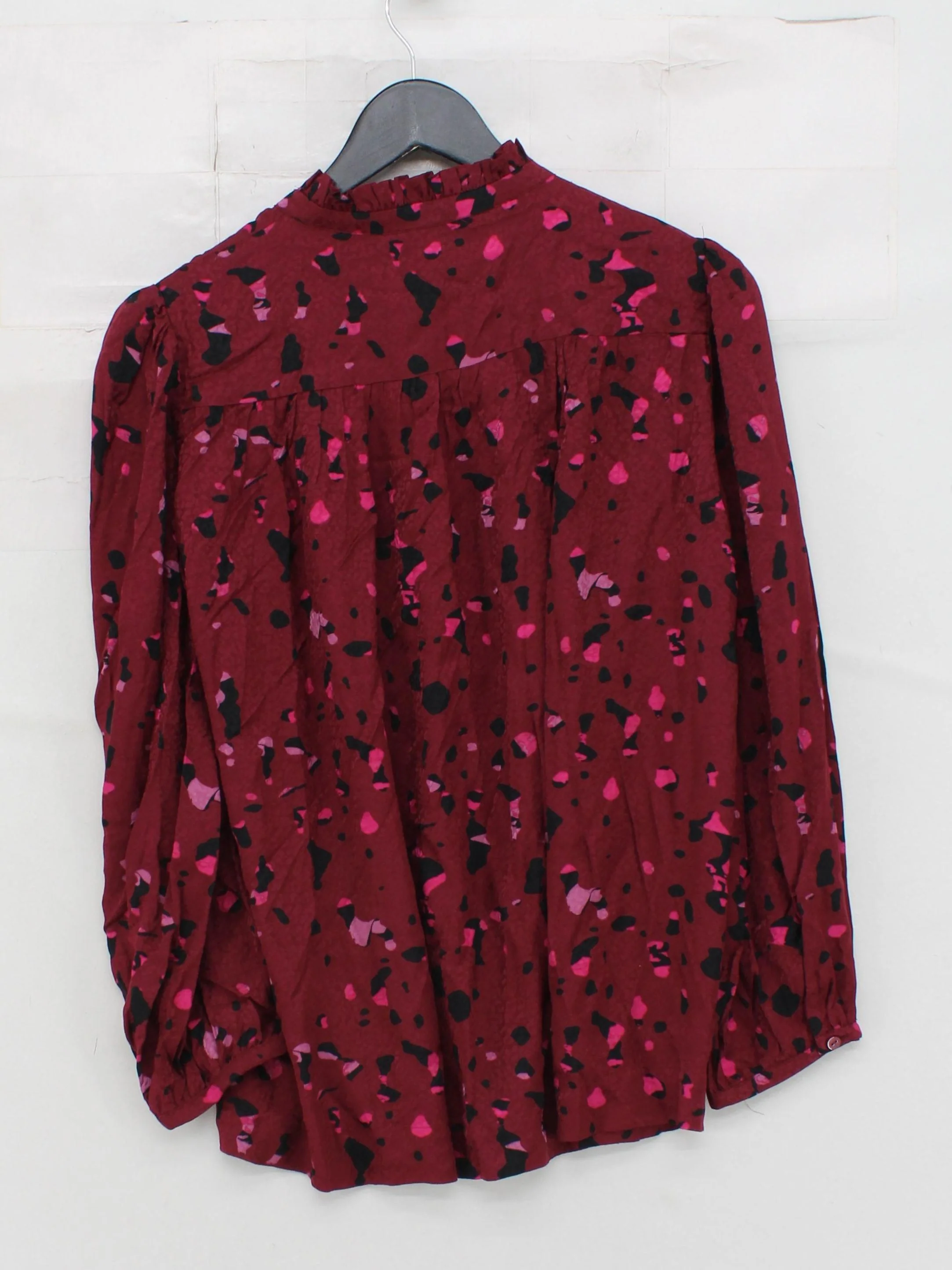 Ba&sh Women's Blouse S Red Graphic 100% Viscose Long Sleeve High Neck Basic - Image 2