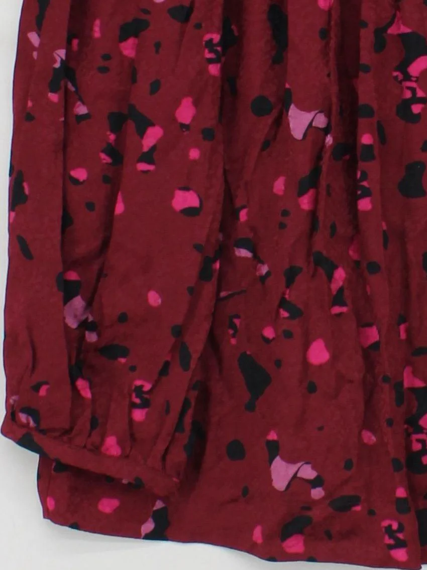 Ba&sh Women's Blouse S Red Graphic 100% Viscose Long Sleeve High Neck Basic - Image 4