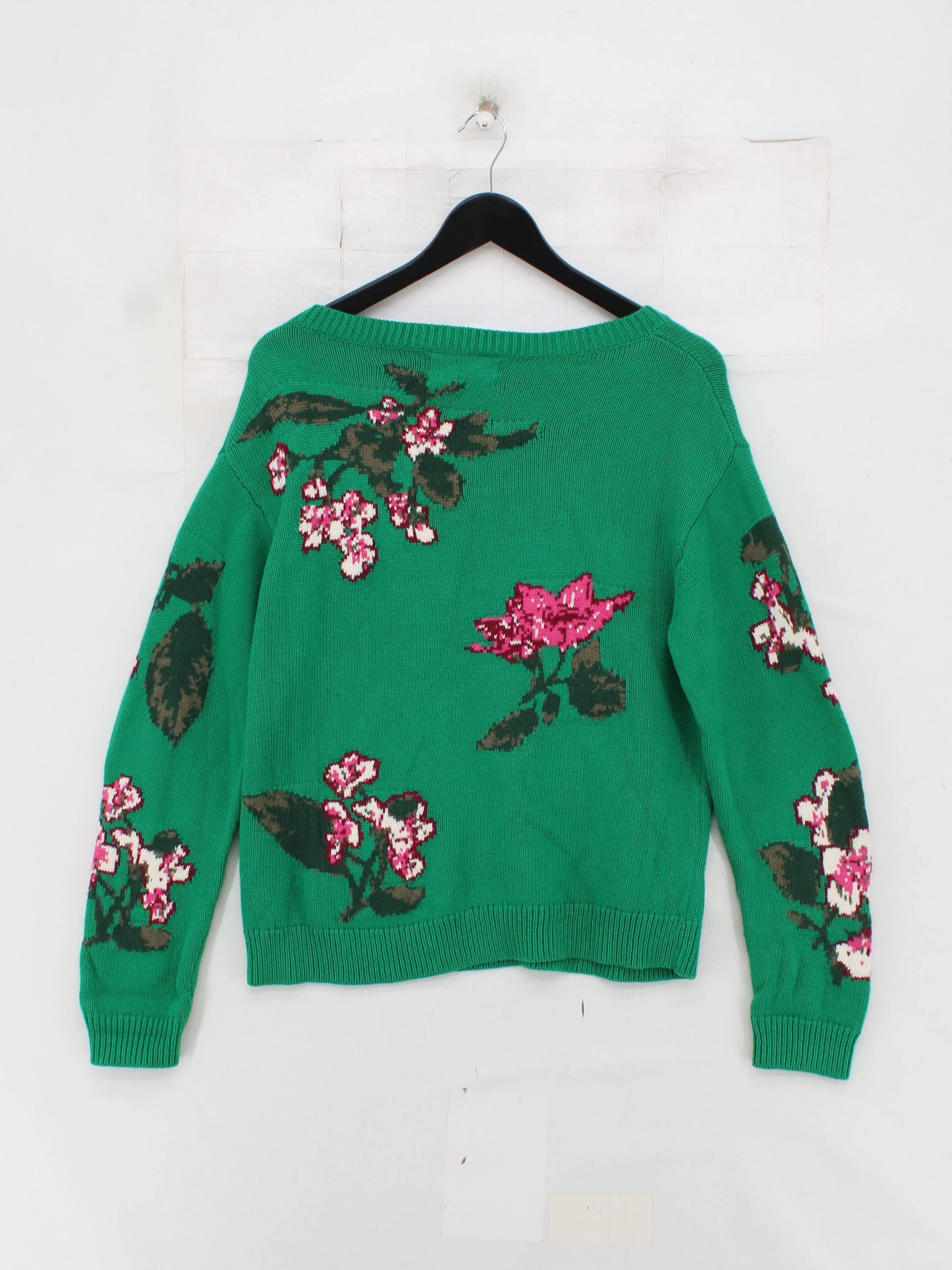 Ba&sh Women's Jumper S Green Floral 100% Other Round Neck Pullover - Image 2