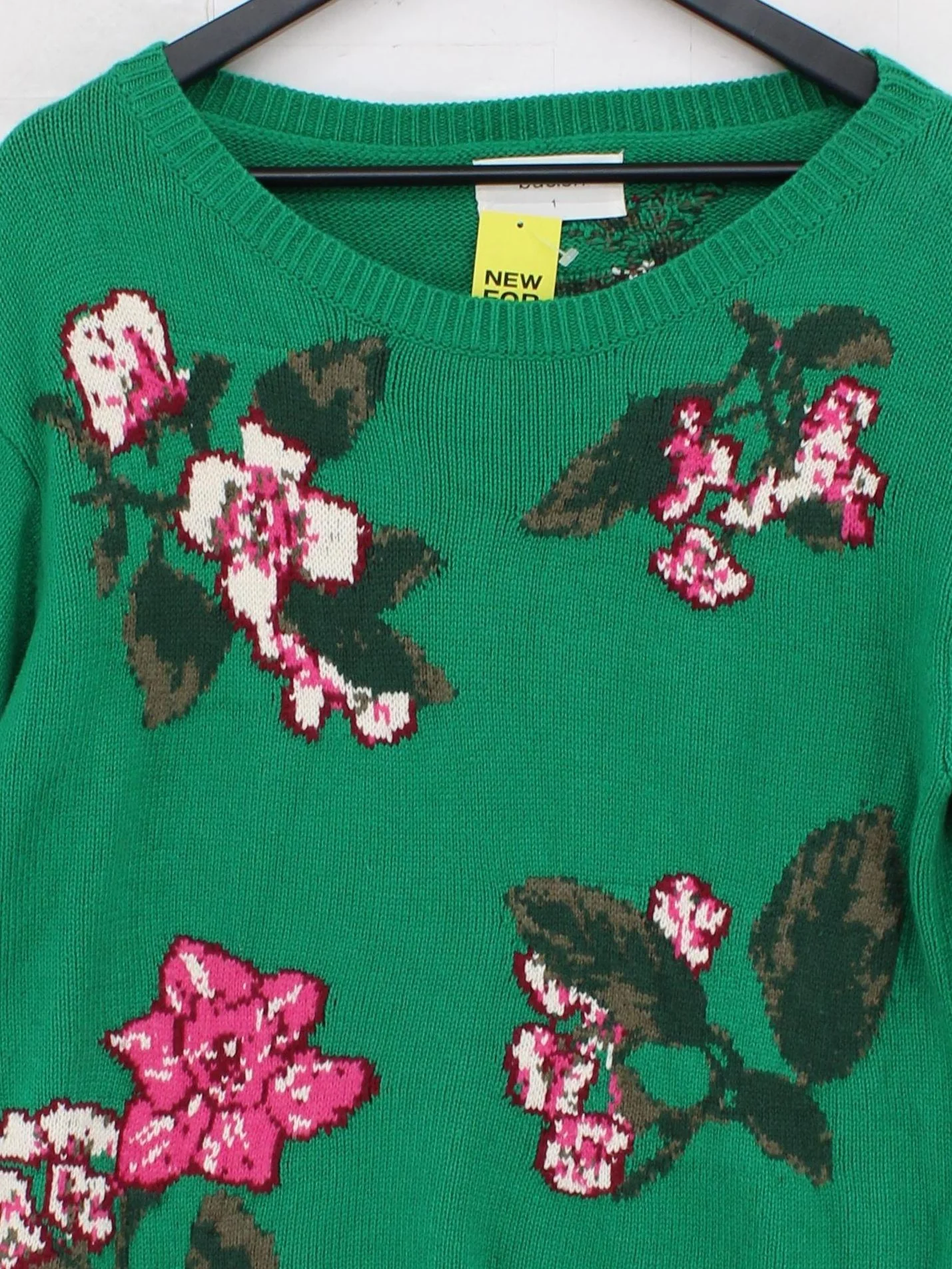 Ba&sh Women's Jumper S Green Floral 100% Other Round Neck Pullover - Image 3
