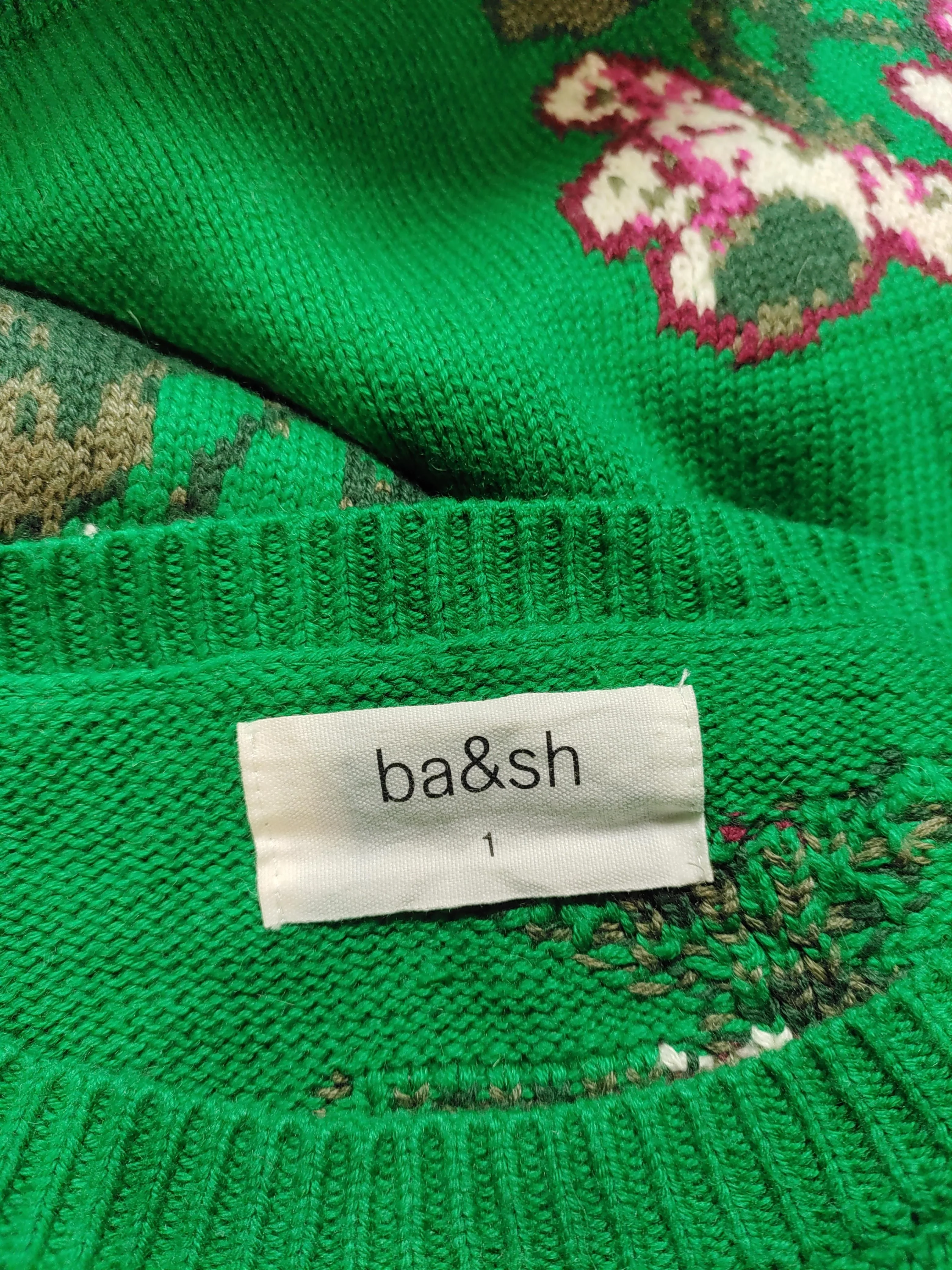 Ba&sh Women's Jumper S Green Floral 100% Other Round Neck Pullover - Image 5