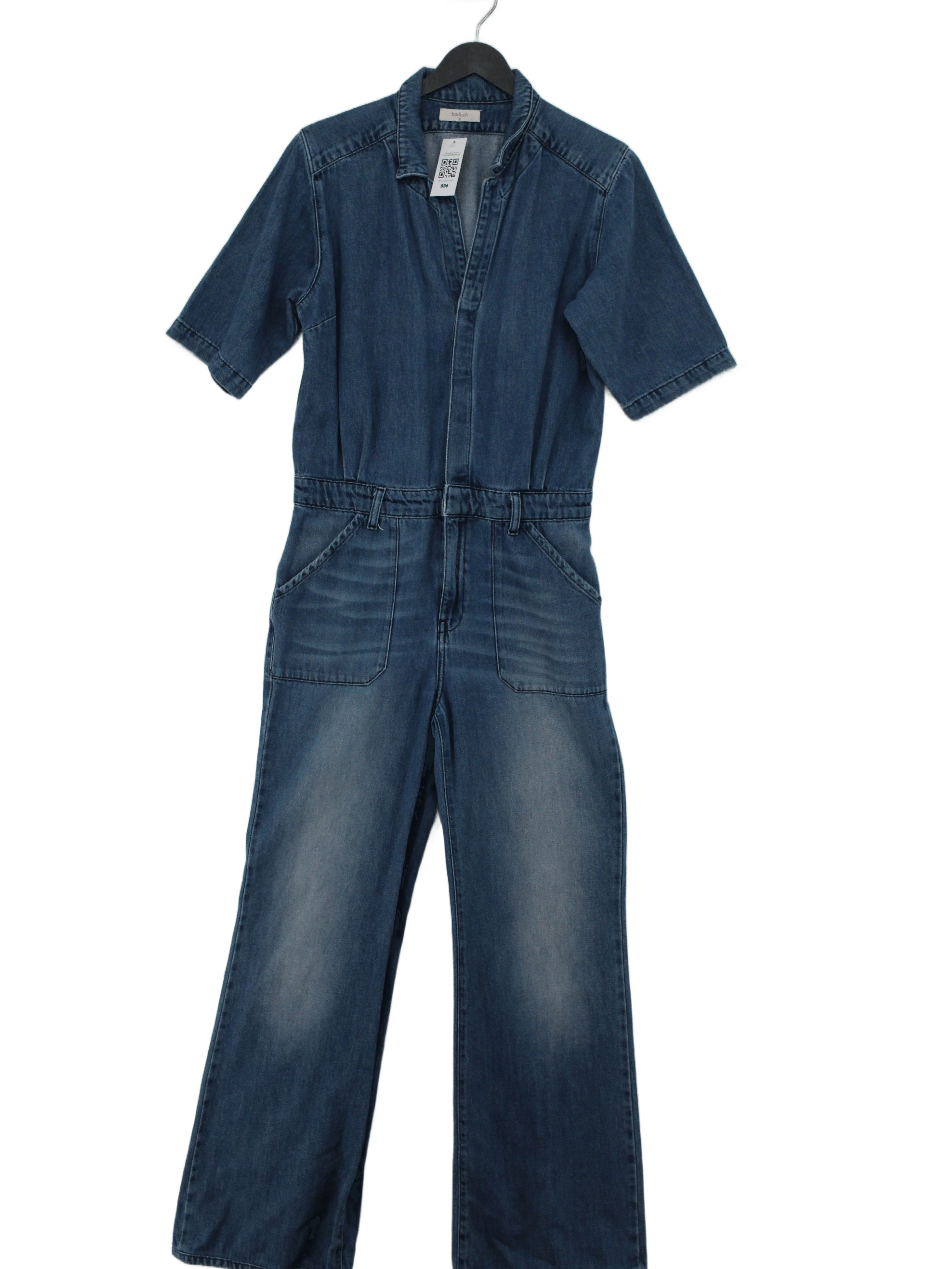 Ba&sh Women's Jumpsuit L Blue 100% Cotton Wide-Leg Jumpsuit