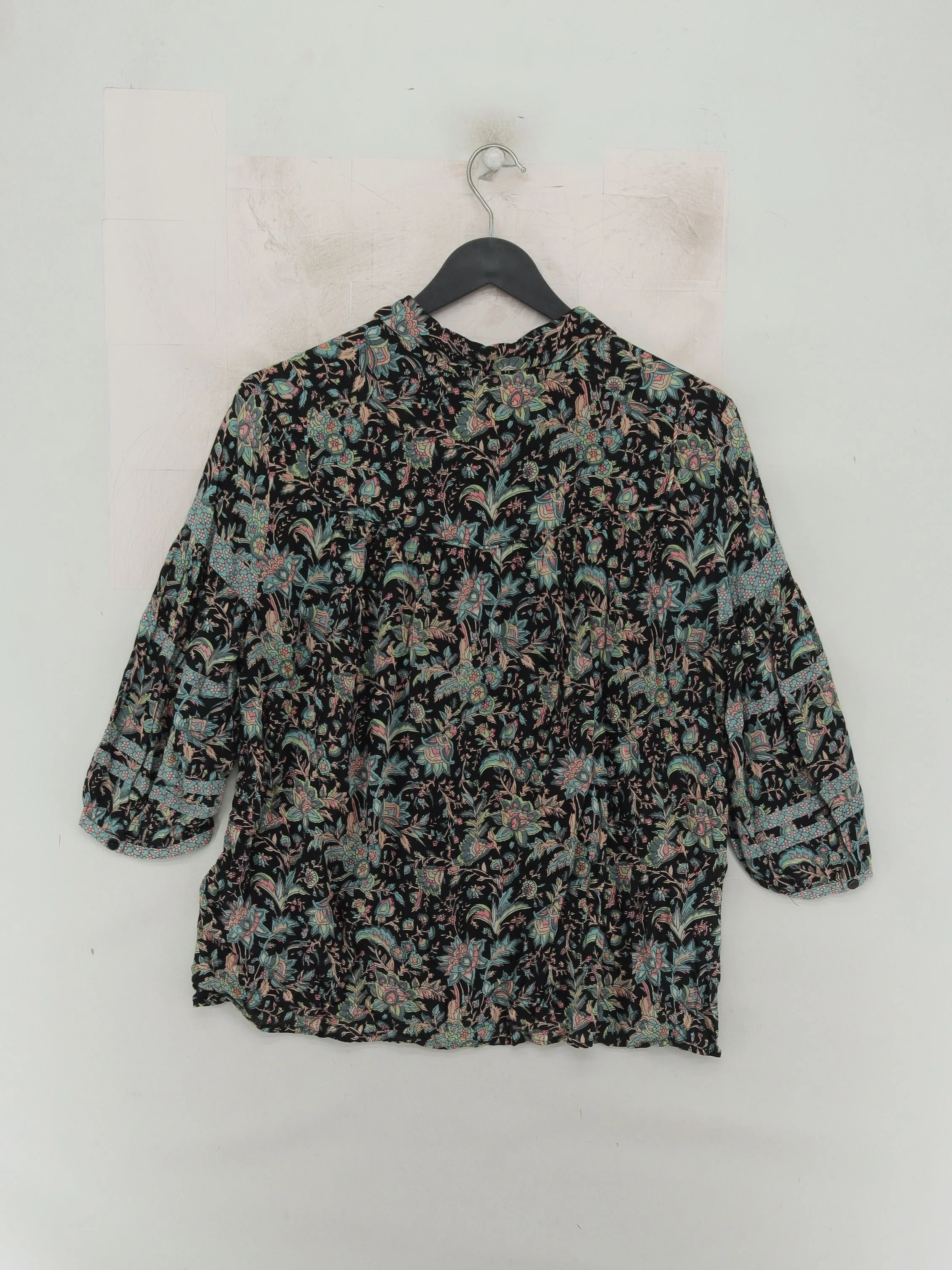 Ba&sh Women's Top M Black Floral 100% Other 3/4 Sleeve Collared Basic - Image 2