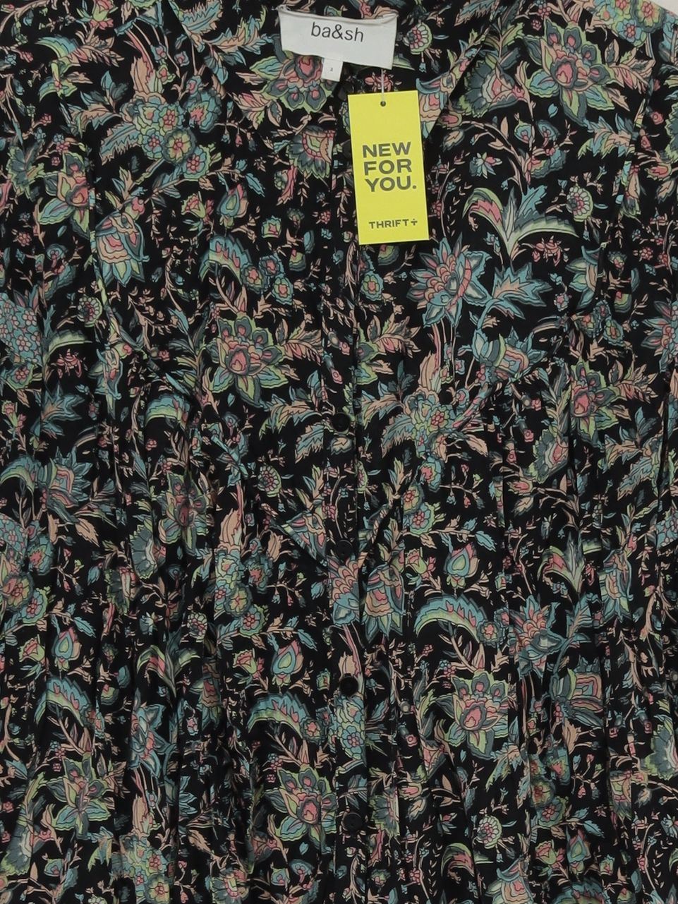 Ba&sh Women's Top M Black Floral 100% Other 3/4 Sleeve Collared Basic - Image 3