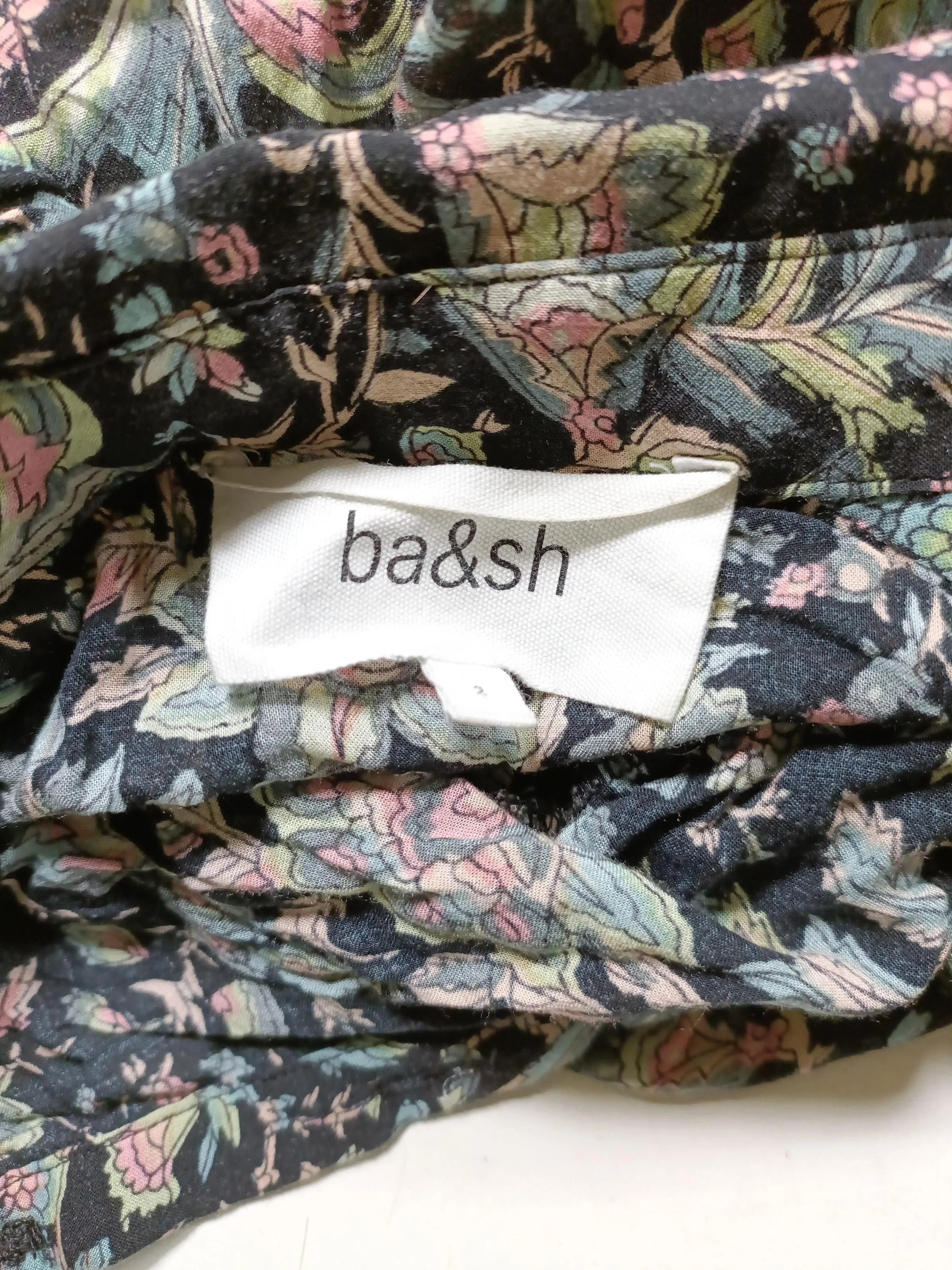 Ba&sh Women's Top M Black Floral 100% Other 3/4 Sleeve Collared Basic - Image 5
