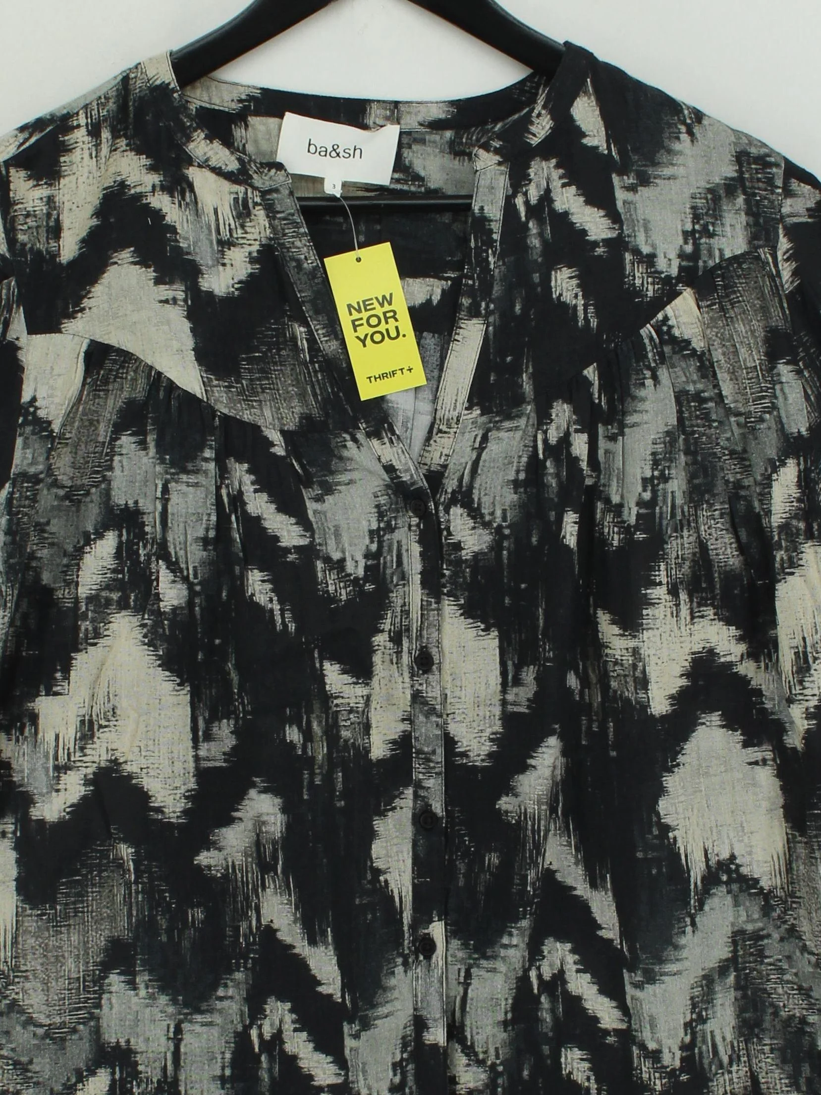 Ba&sh Women's Top UK 12 Multi 100% Cotton 3/4 Sleeve V-Neck Basic - Image 3