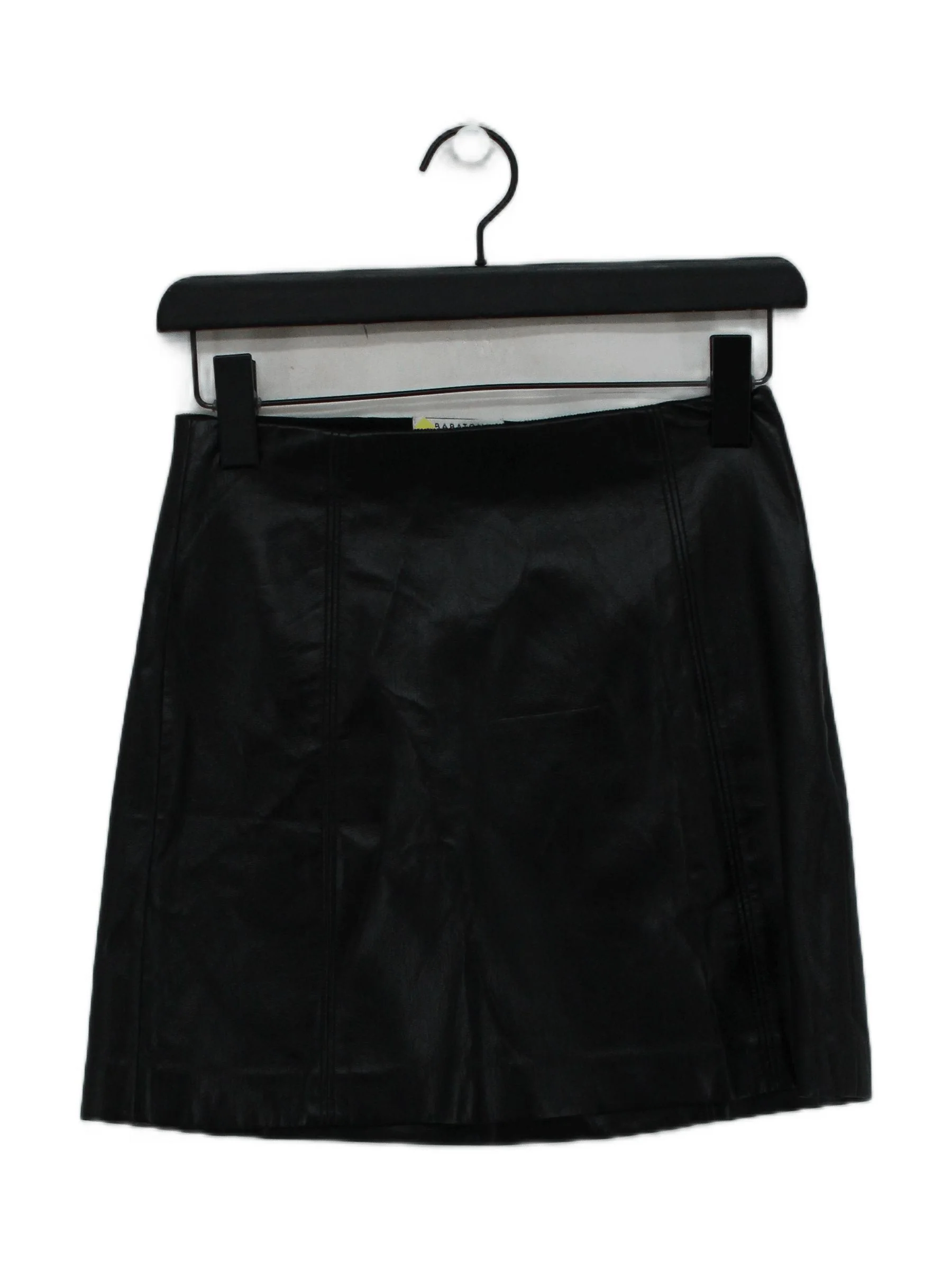 Babaton Women's Mini Skirt UK 6 Black Faux Leather with Polyester Short Mini