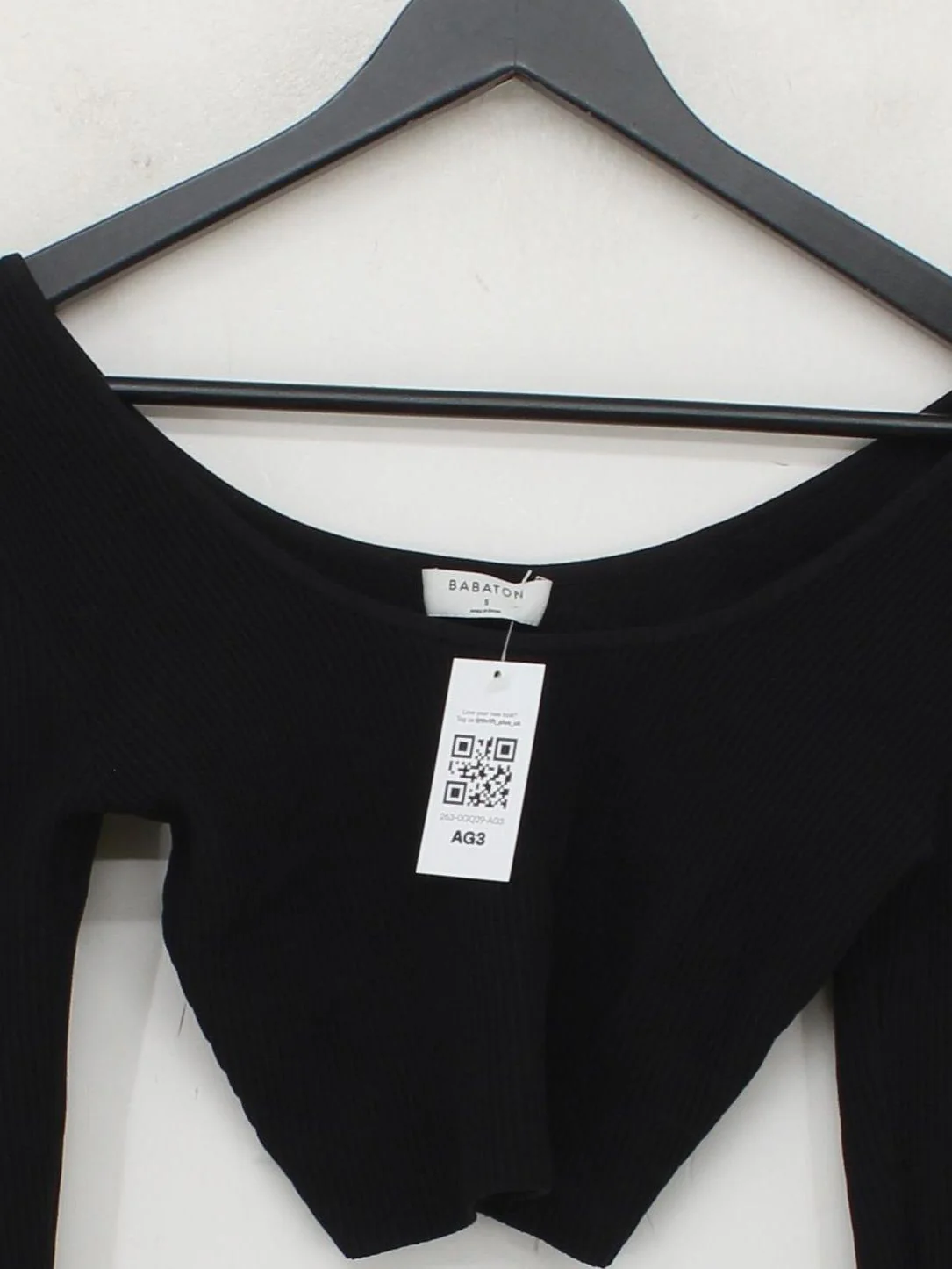 Babaton Women's Top S Black Nylon with Elastane Long Sleeve Square Neck Cropped - Image 3