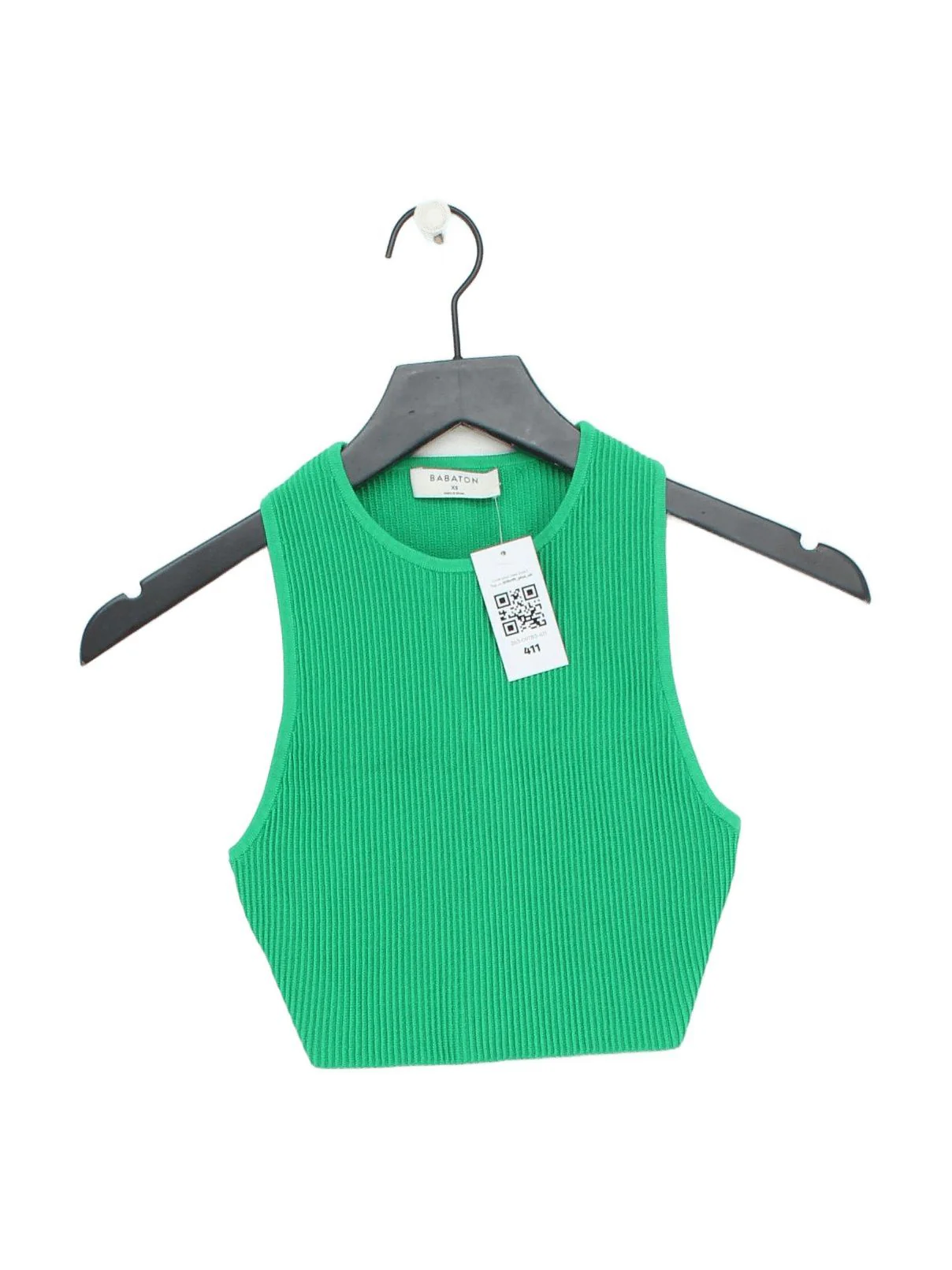 Babaton Women's Top XS Green Nylon with Elastane Sleeveless Round Neck Cropped