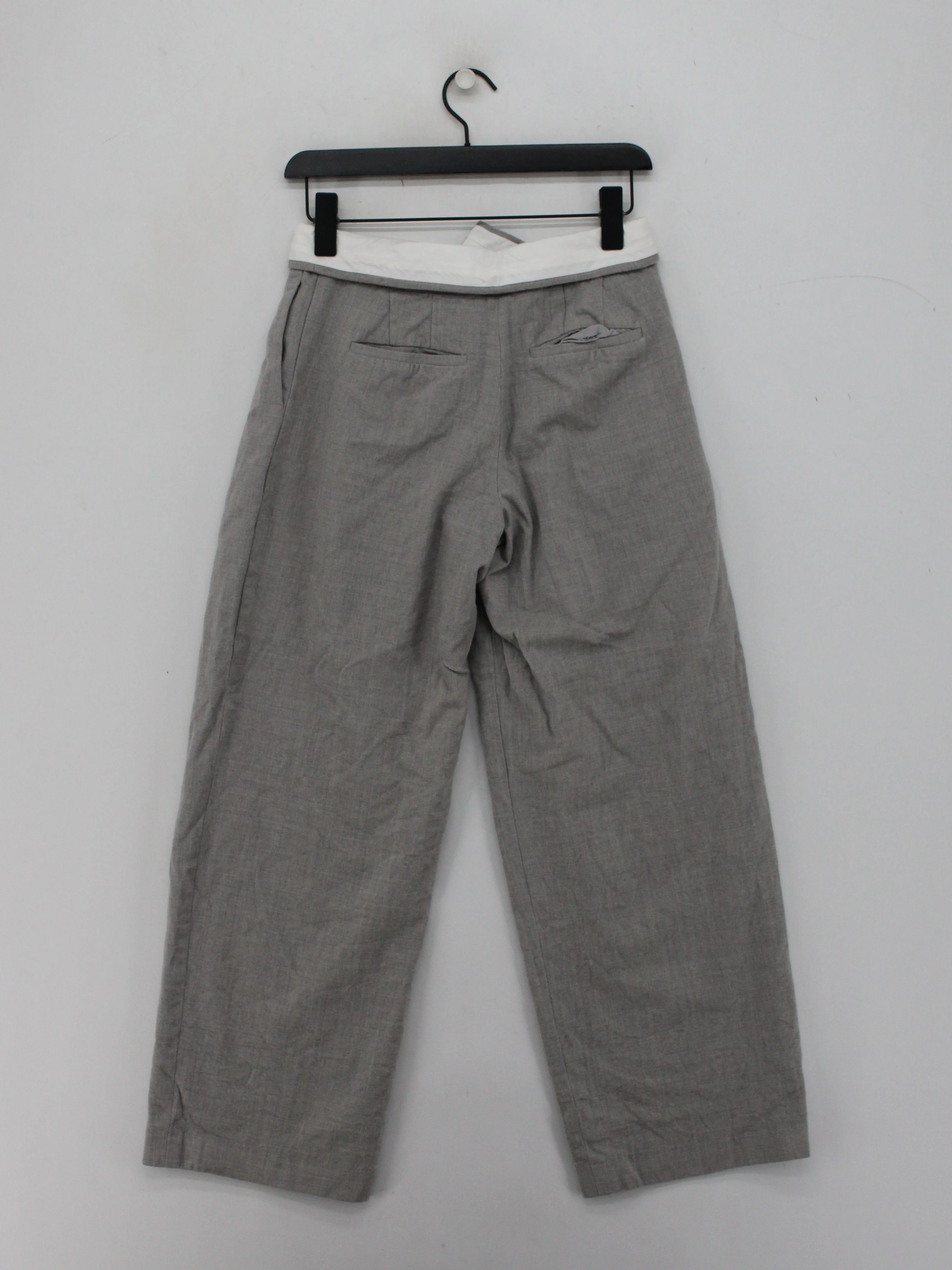 Babaton Women's Trousers M Grey Wool with Elastane Wide-Leg Cropped - Image 2