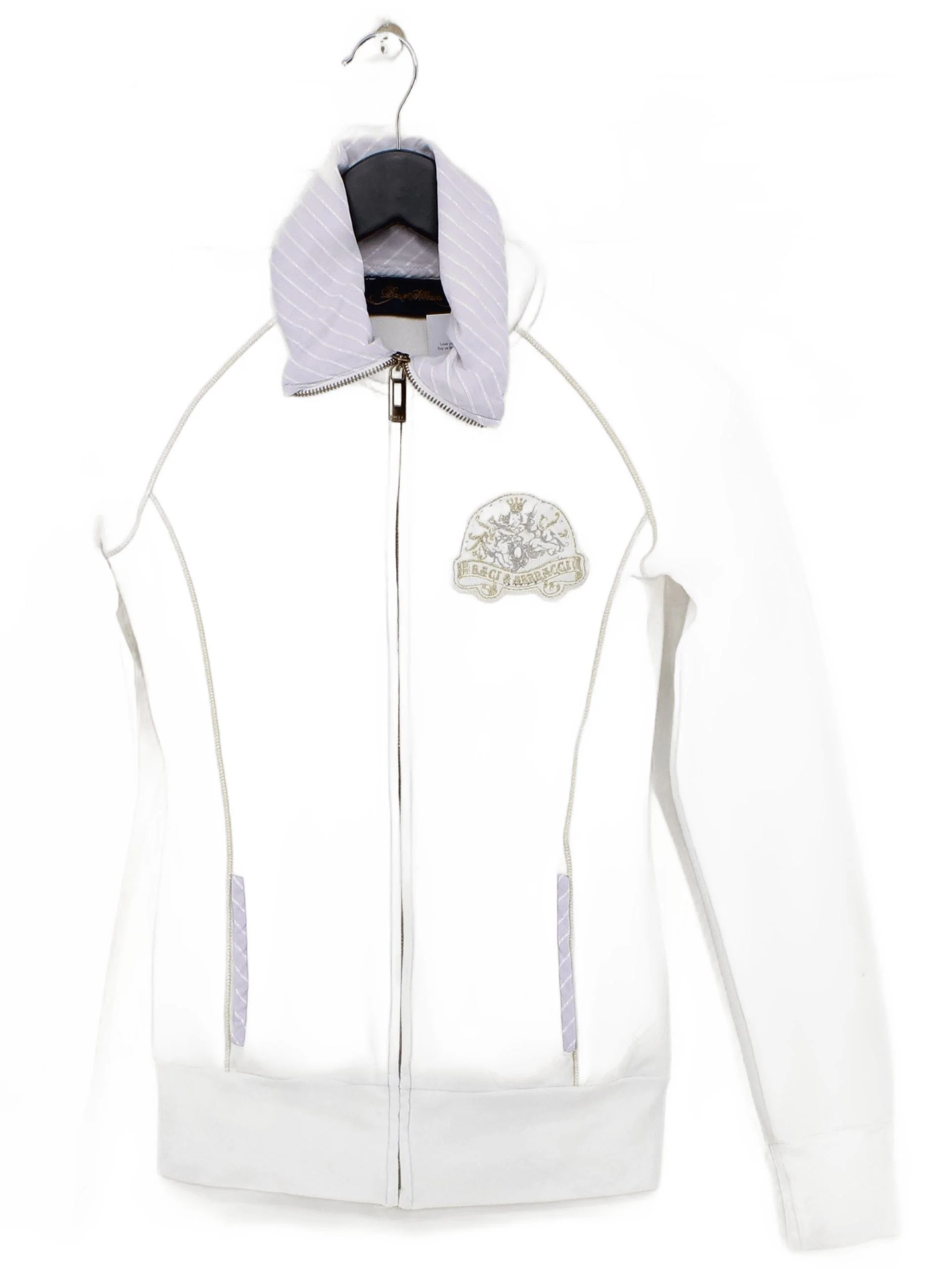 Baci& Abbracci Women's Hoodie M White Cotton with Elastane Full Zip