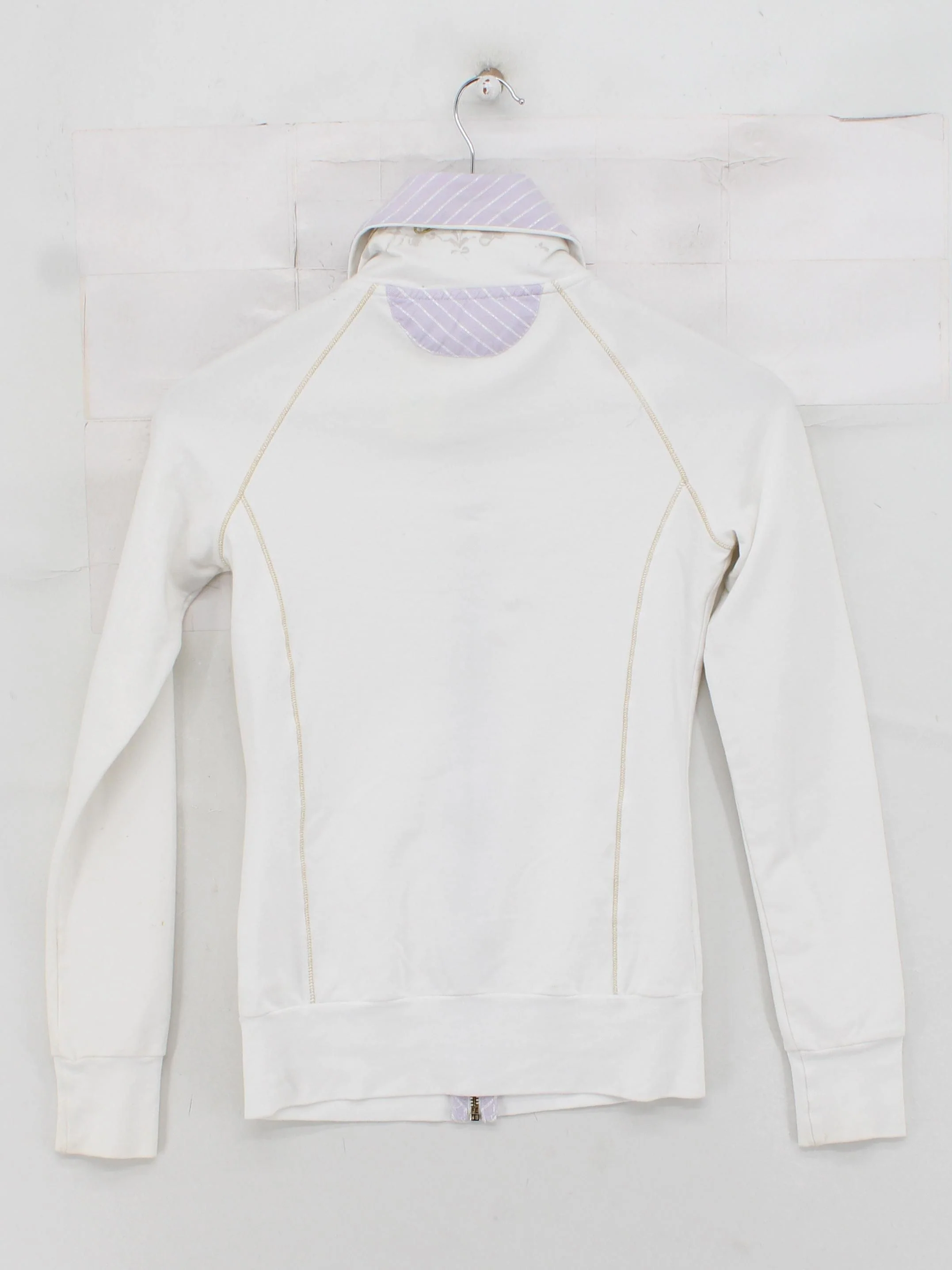 Baci& Abbracci Women's Hoodie M White Cotton with Elastane Full Zip - Image 2