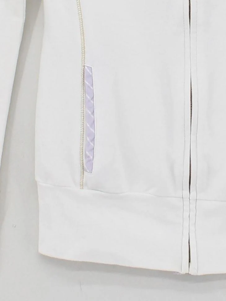 Baci& Abbracci Women's Hoodie M White Cotton with Elastane Full Zip - Image 4