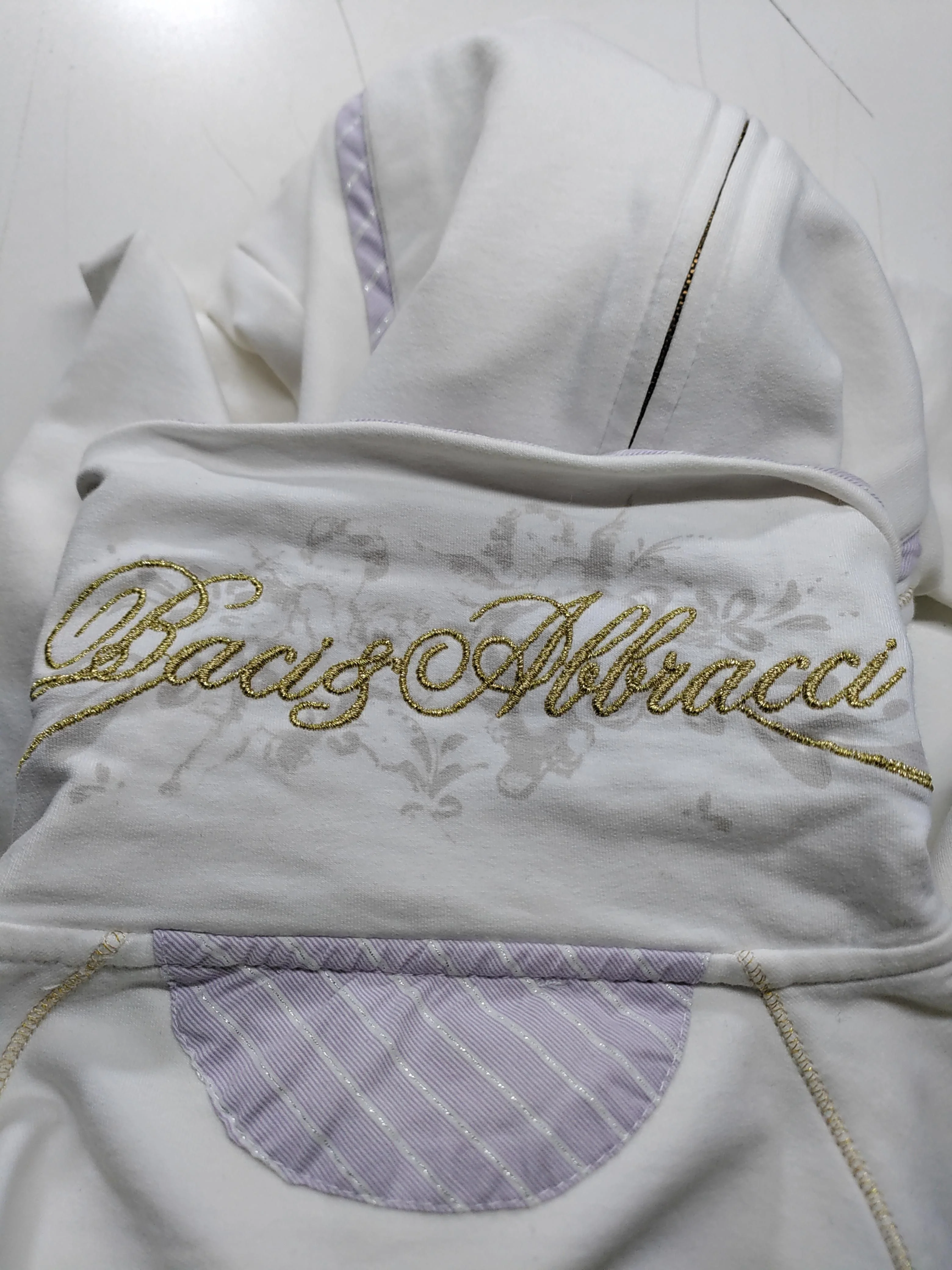 Baci& Abbracci Women's Hoodie M White Cotton with Elastane Full Zip - Image 5