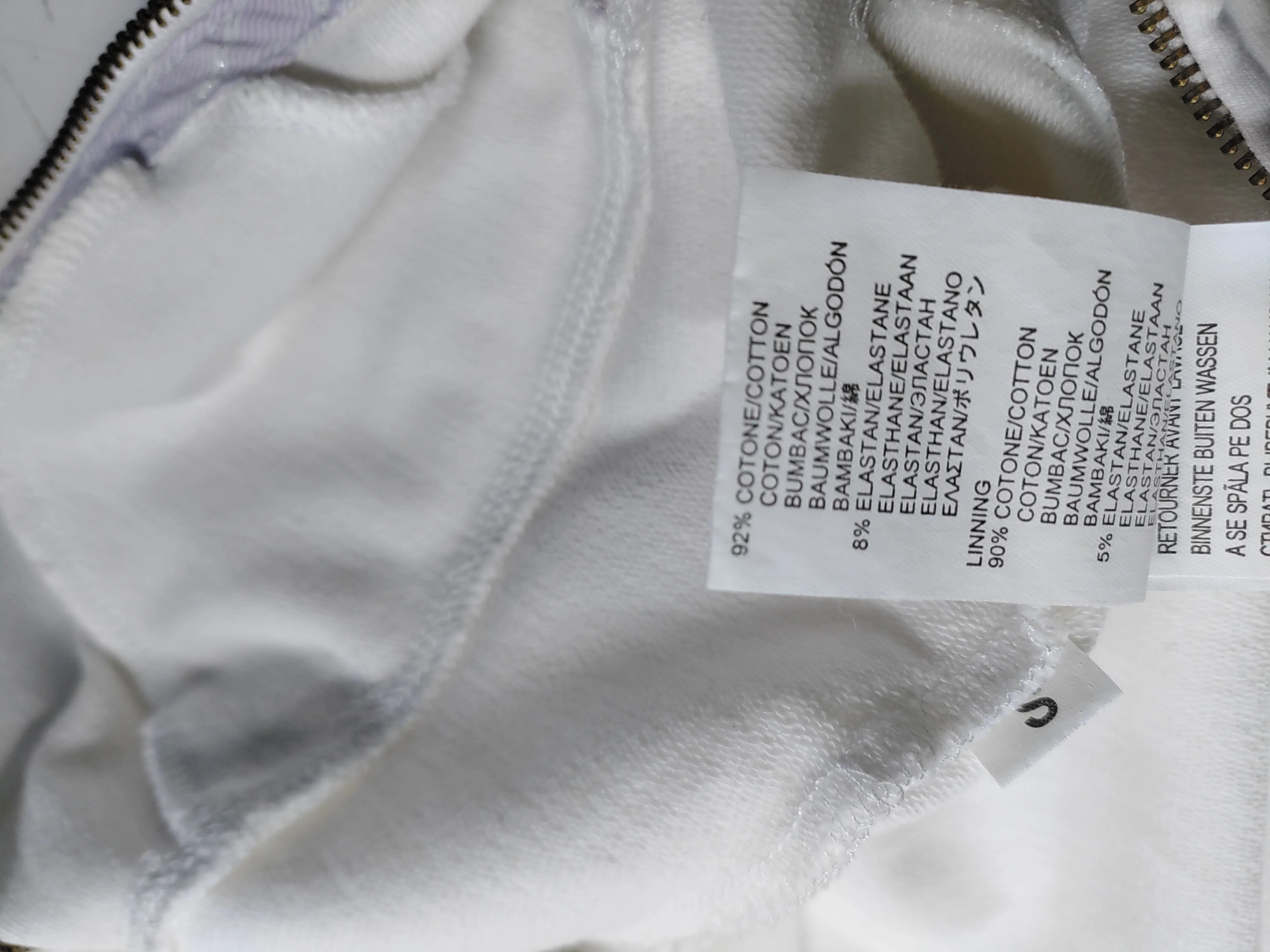 Baci& Abbracci Women's Hoodie M White Cotton with Elastane Full Zip - Image 6