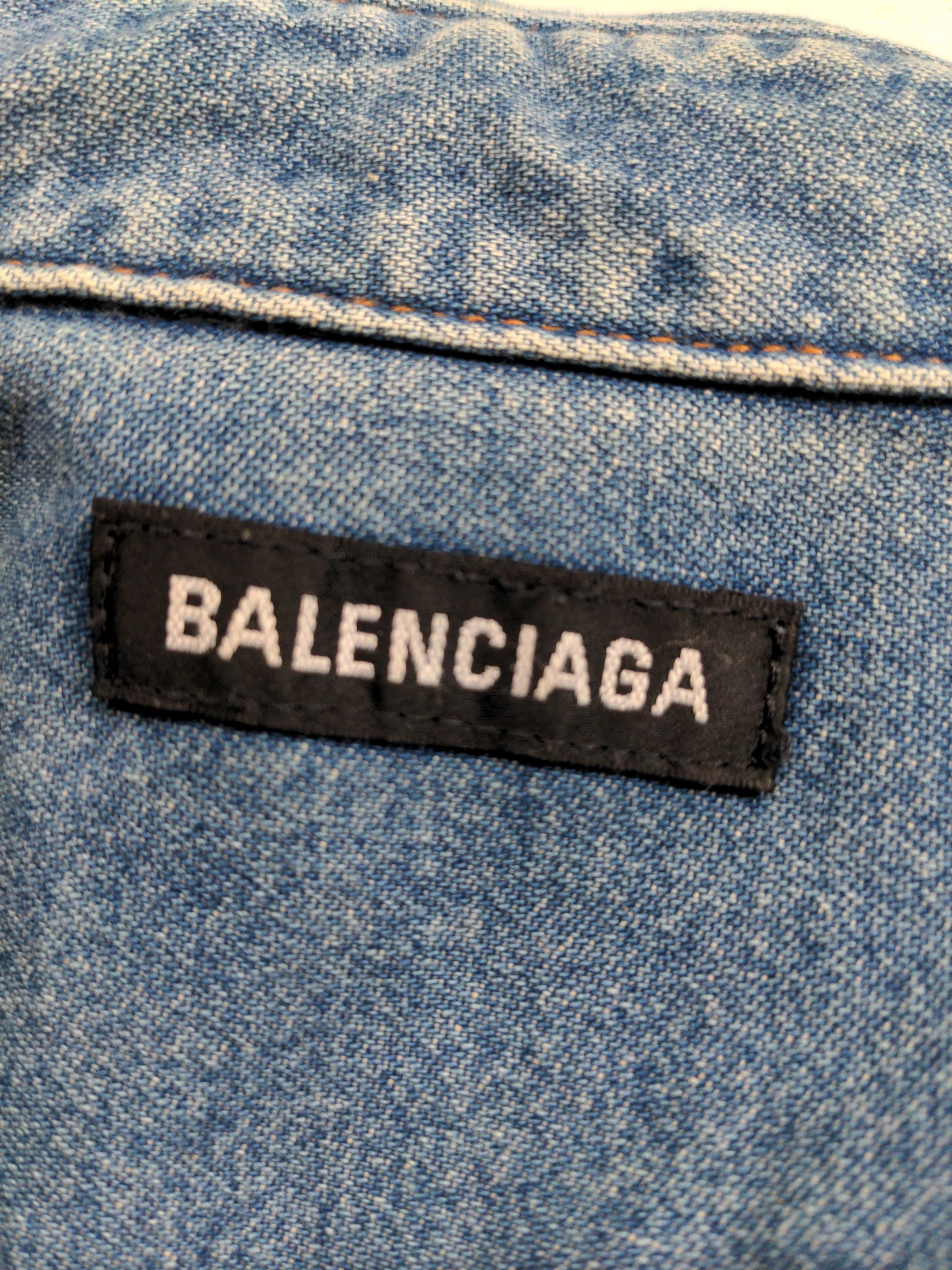 Balenciaga Men's Shirt XL Blue Graphic Cotton with Polyester Basic - Image 6